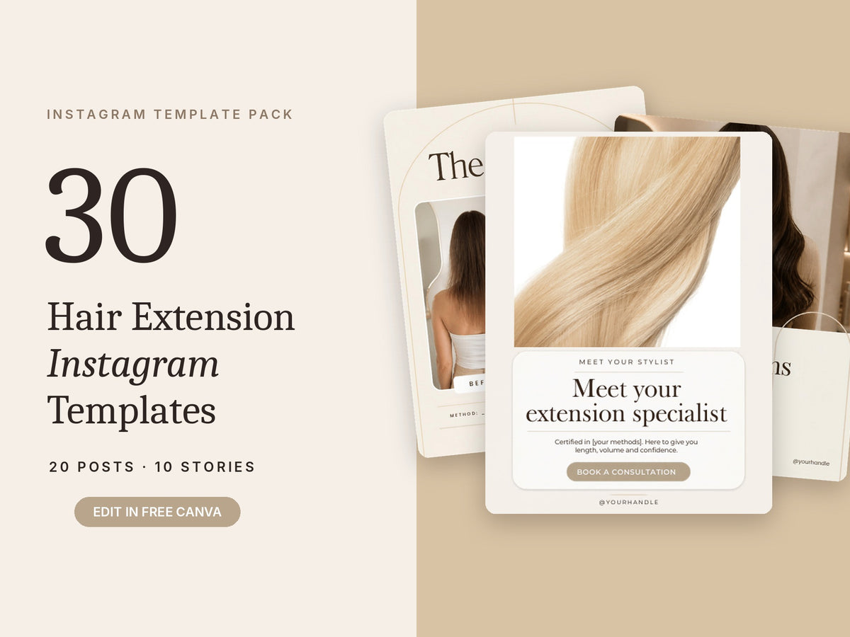 Hair Extension Stylist Instagram Templates – 32 Canva Posts & Stories