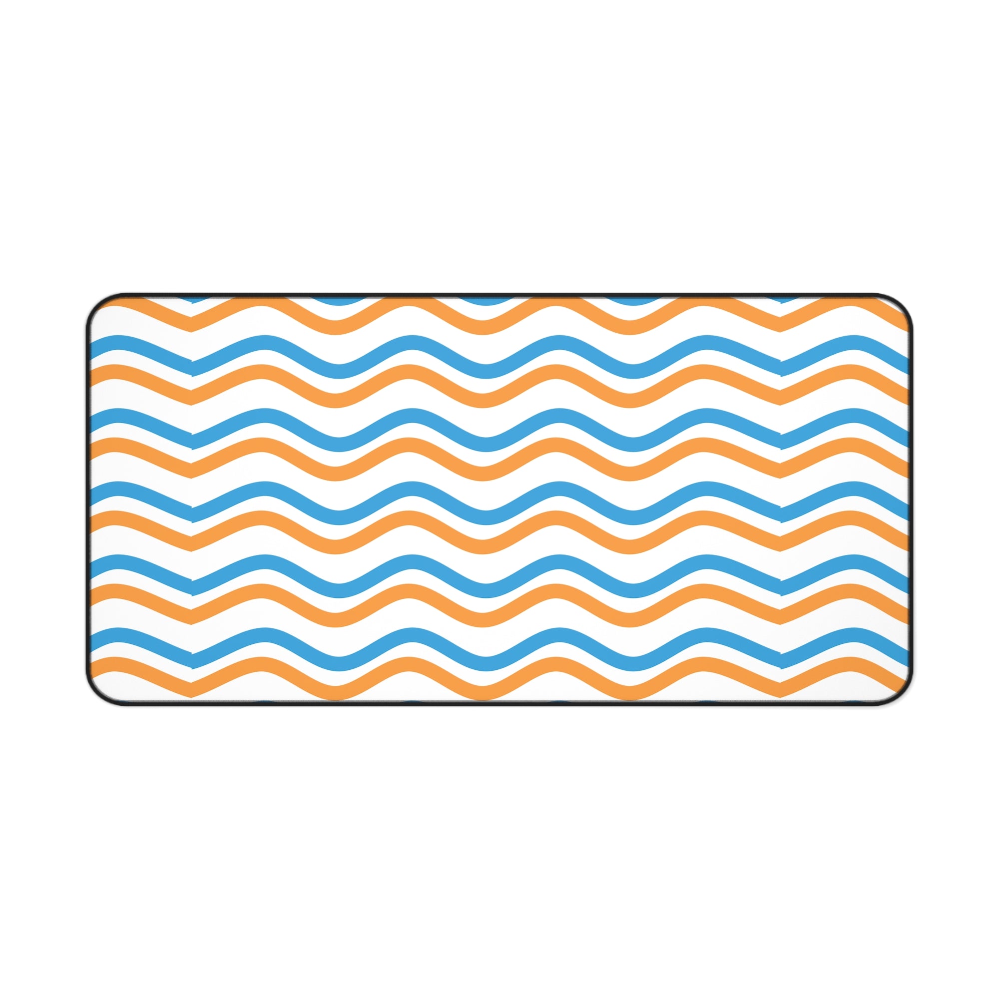Wavy Orange & Blue Desk Mat — Modern Office Mouse Pad