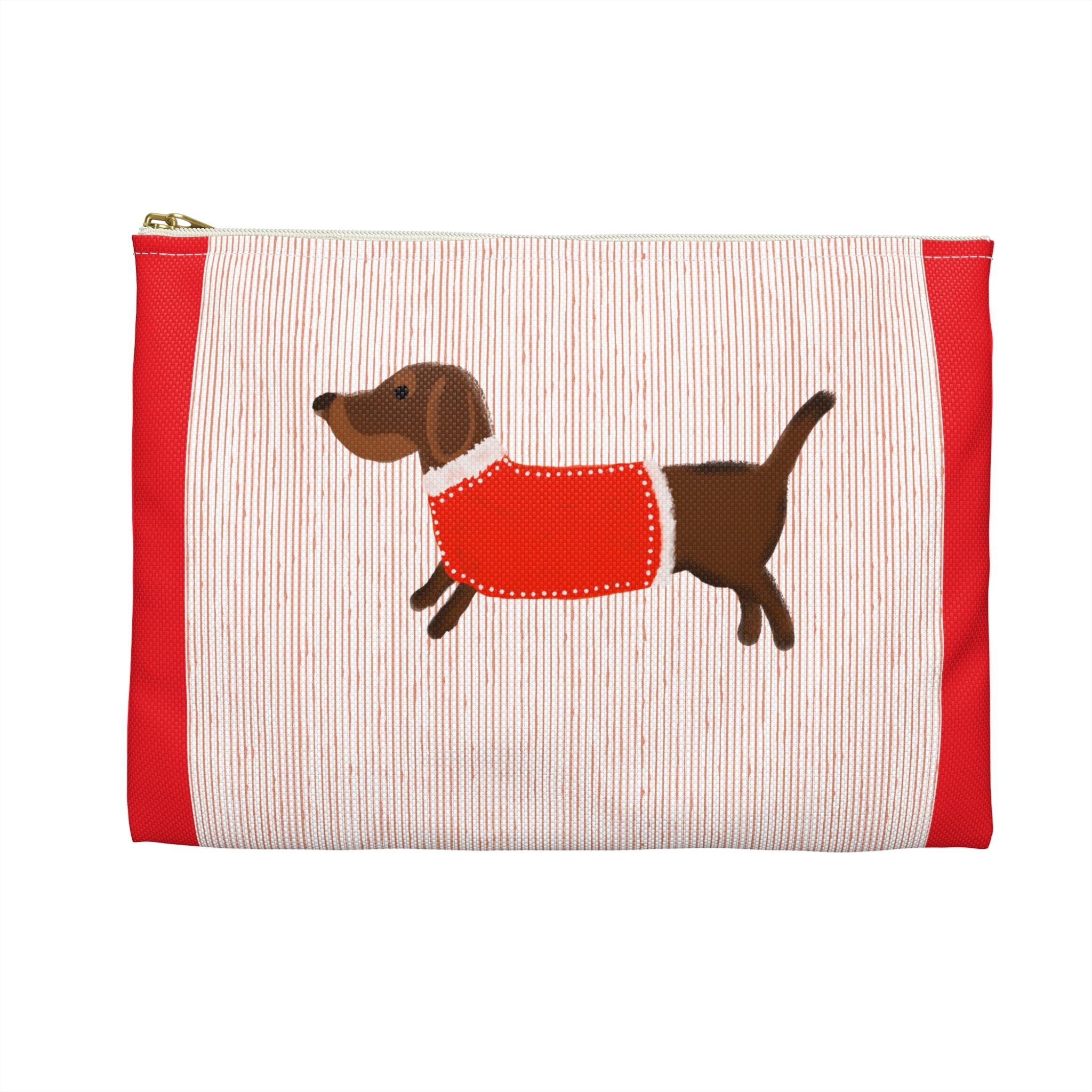 Dachshund Pouch — Cute Wiener Dog Accessory Bag with Red Sweater