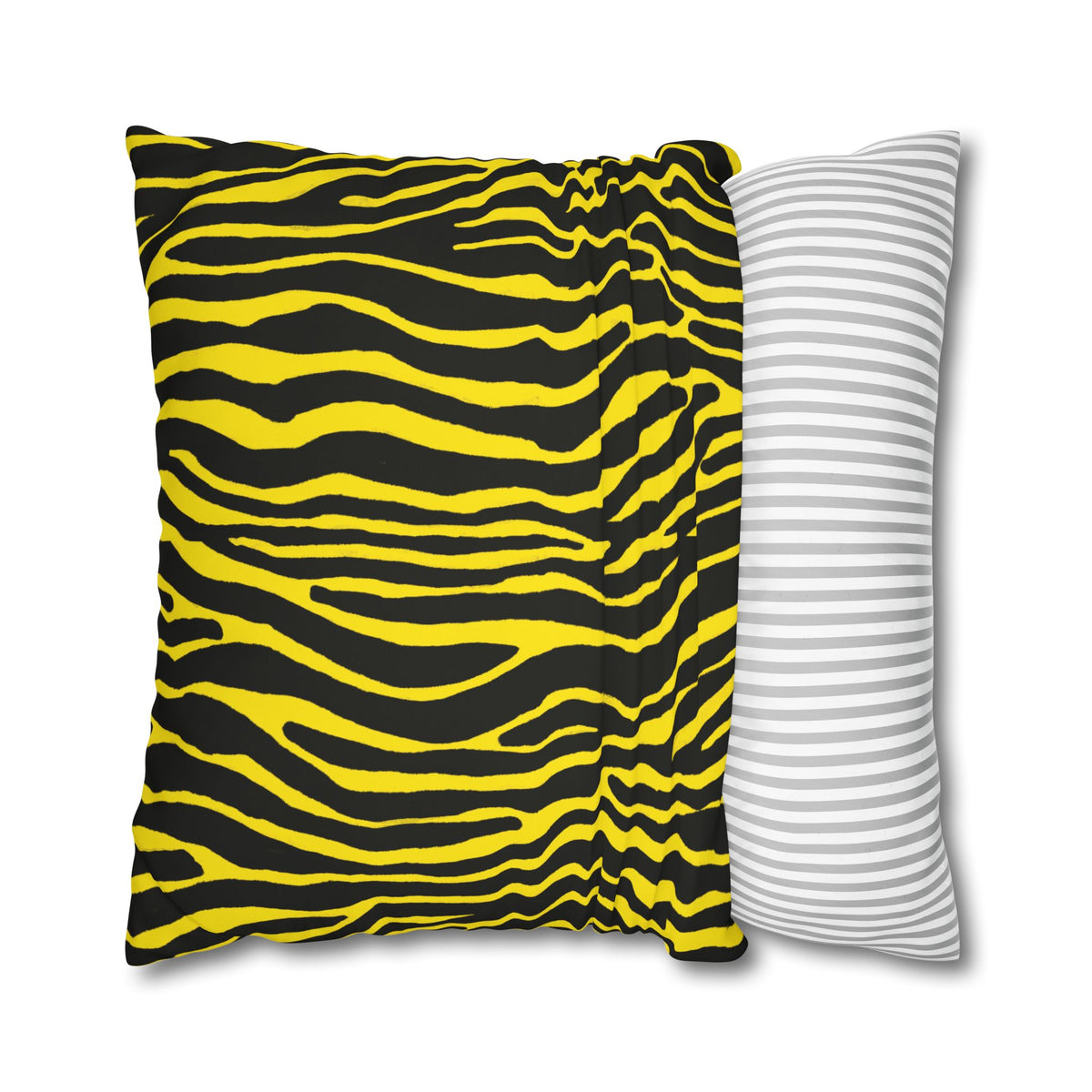 Yellow Black Zebra Print Pillowcase – Square Decorative Throw Pillow