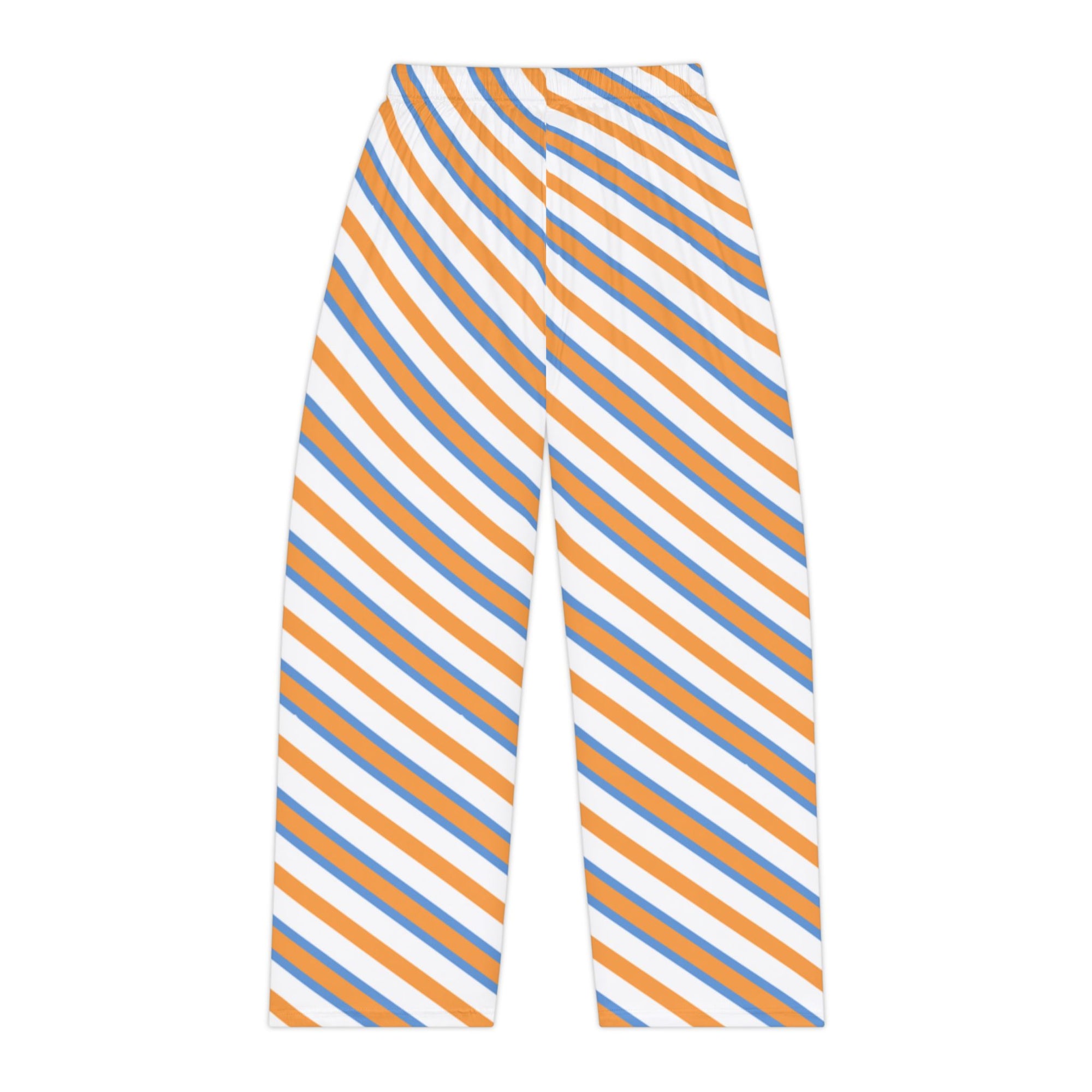 Broncos Striped Cozy Pajama Pants — Orange & Blue Diagonal Lounge Trousers