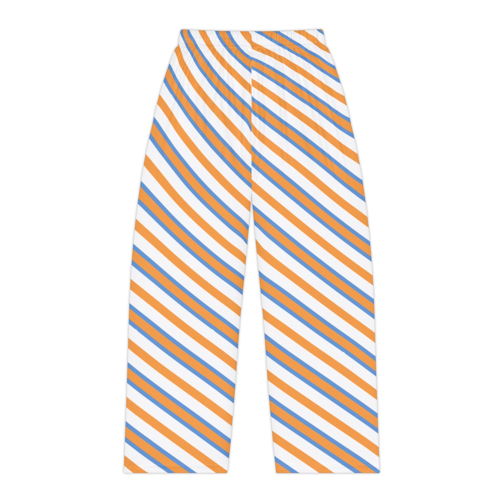 Broncos Striped Cozy Pajama Pants — Orange & Blue Diagonal Lounge Trousers