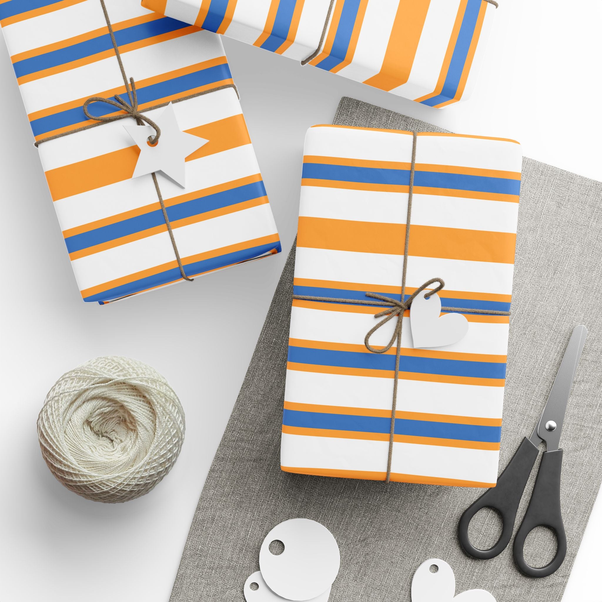 Blue and Orange Striped Wrapping Papers
