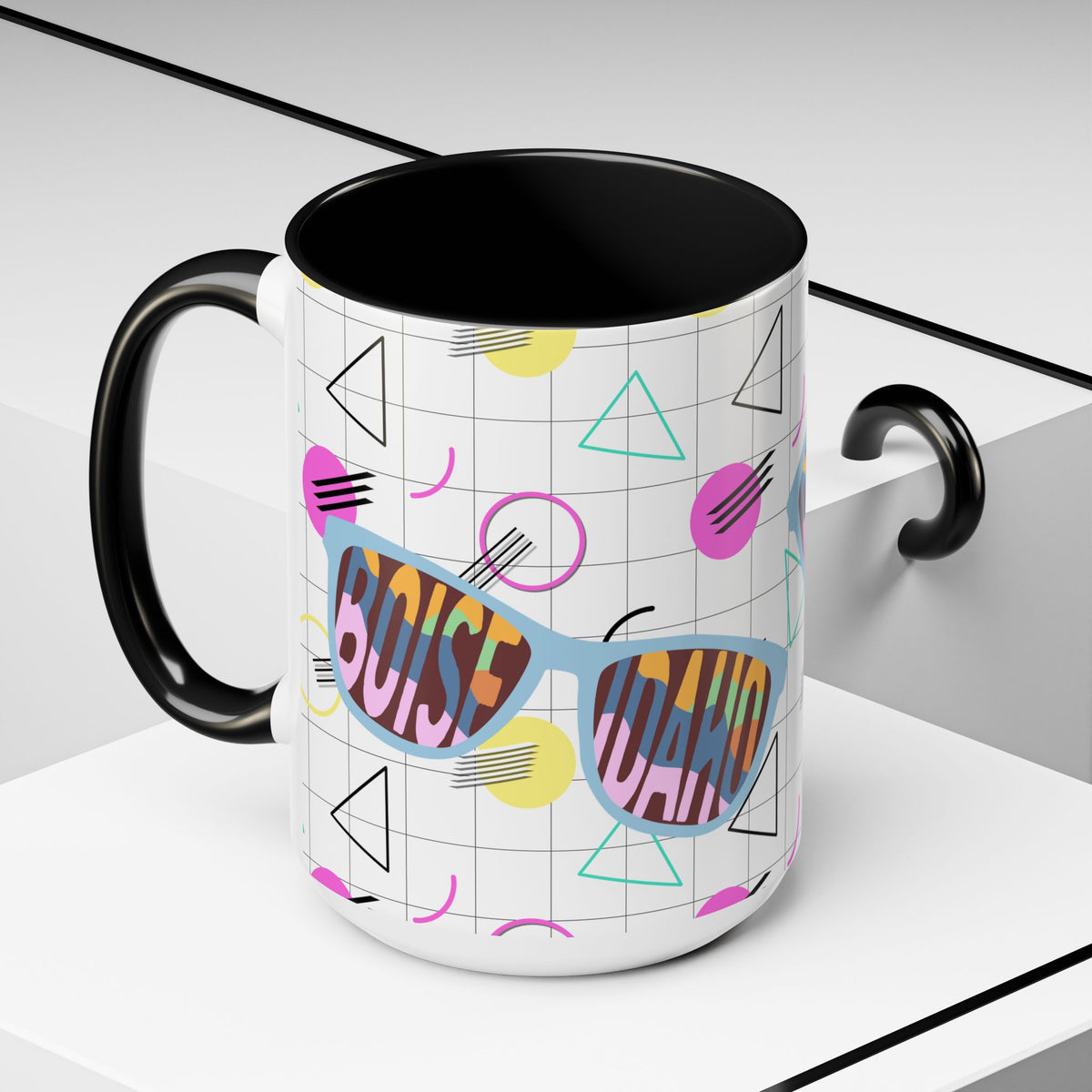 Boise Idaho Retro Sunglasses Accent Coffee Mug – 80's Retro State Pride 11/15oz