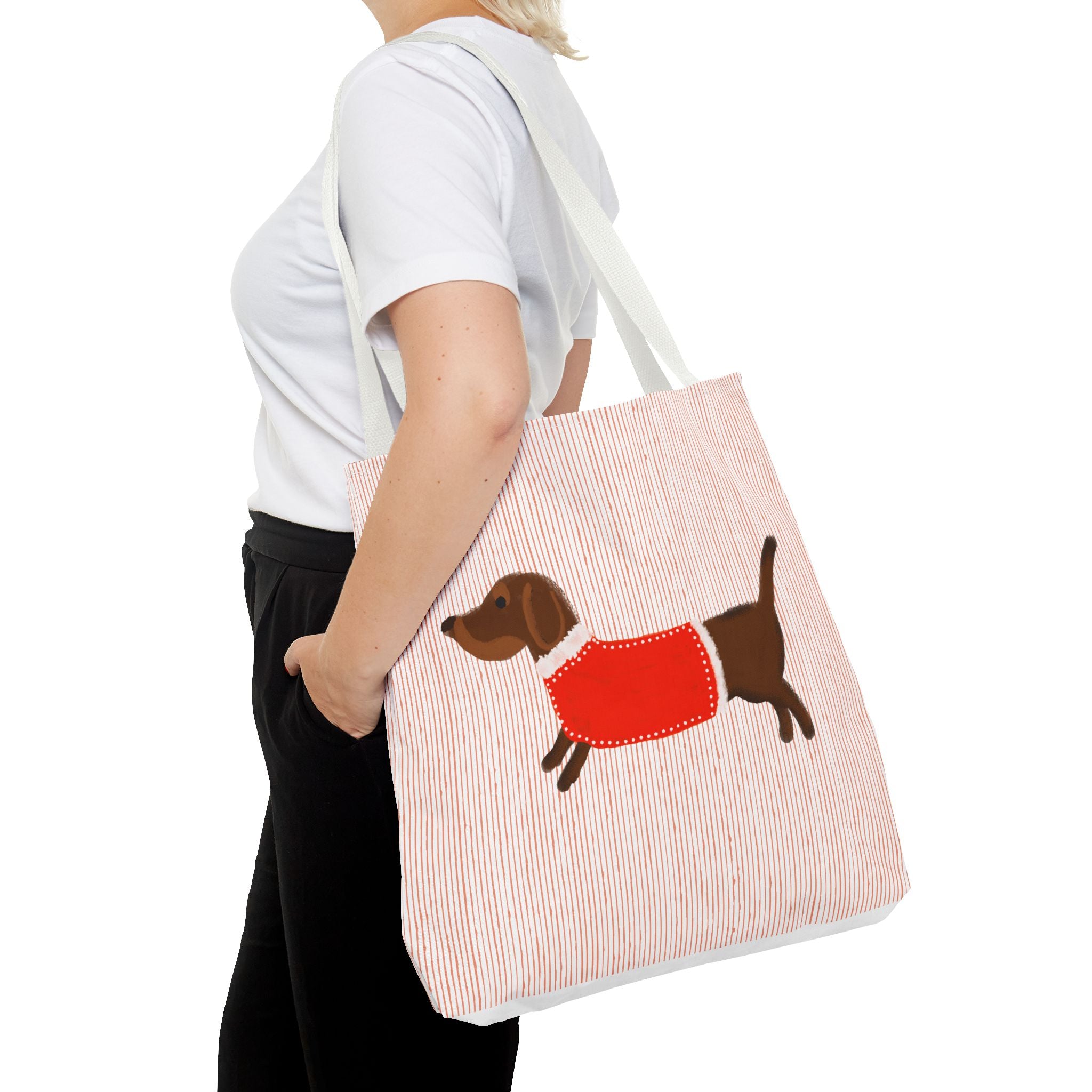 Dachshund in Sweater Tote Bag — Cute Wiener Dog Canvas Tote for Dog Lovers