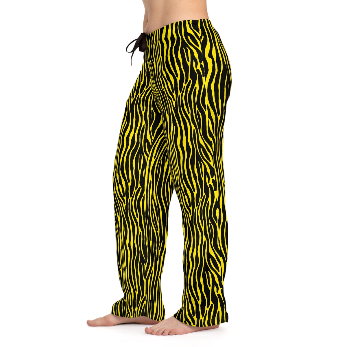 Yellow Black Zebra Print Pajama Pants — Lounge Sleep Bottoms