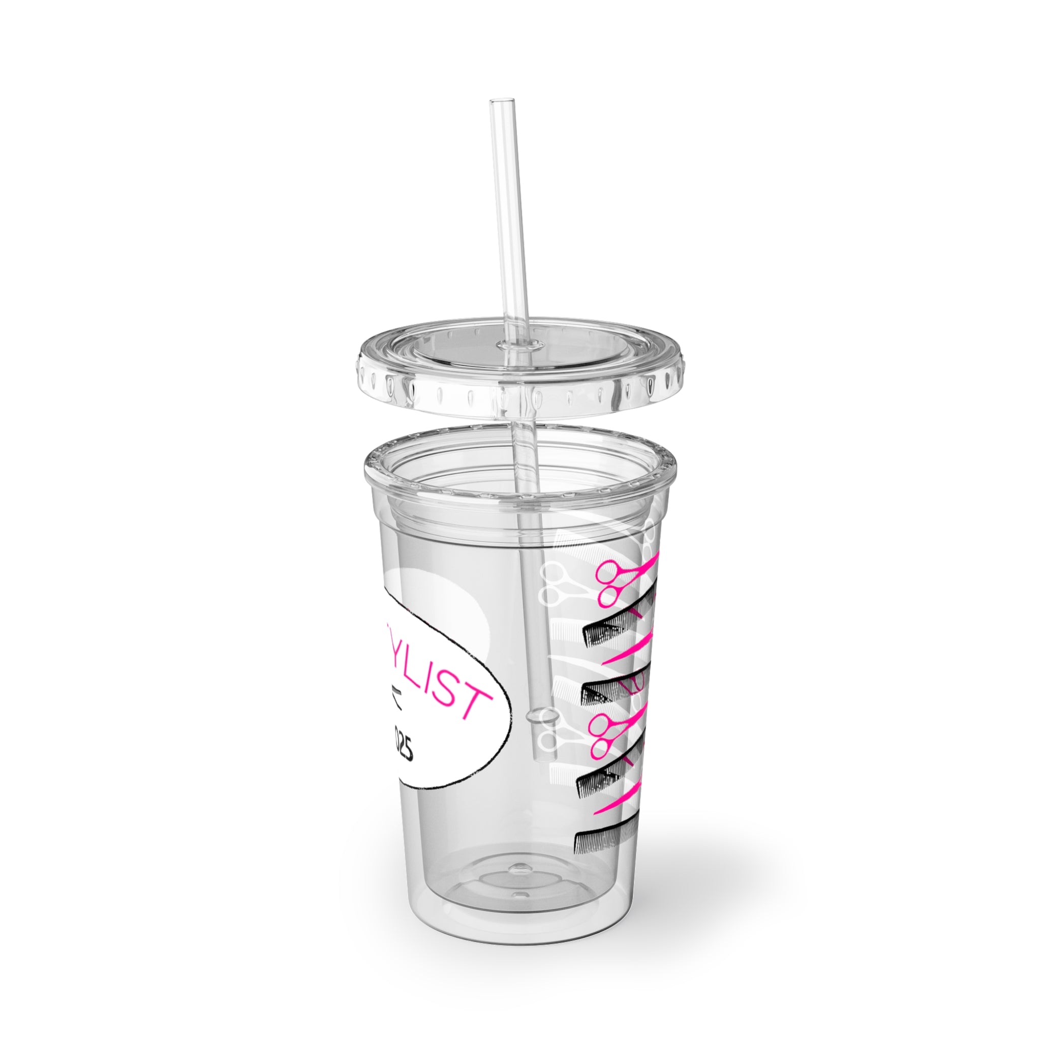 Stylist Scissors Acrylic Tumbler with Straw — Hairdresser Cup