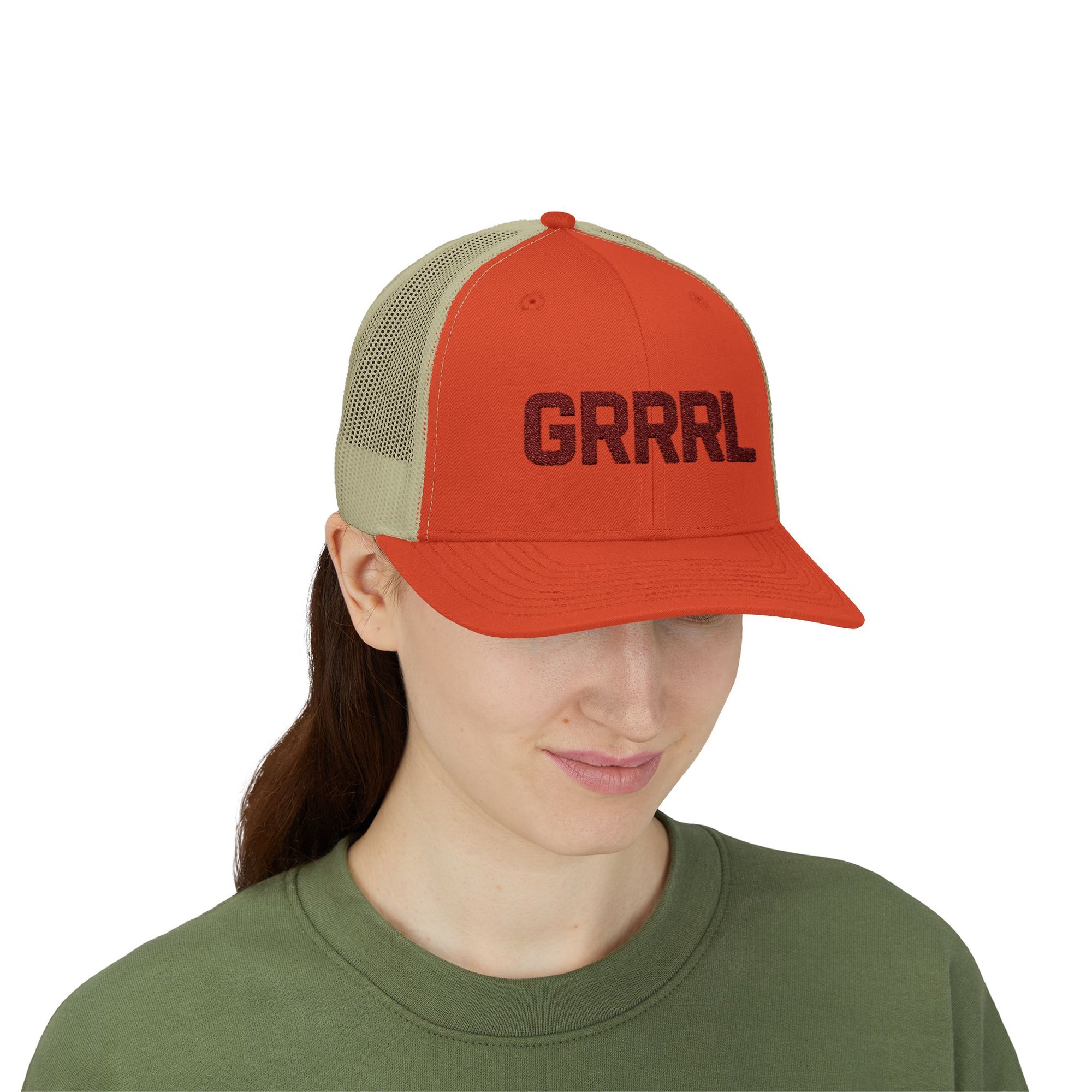 Grrl Trucker Cap — Retro Bold Mesh Snapback for Girls & Women