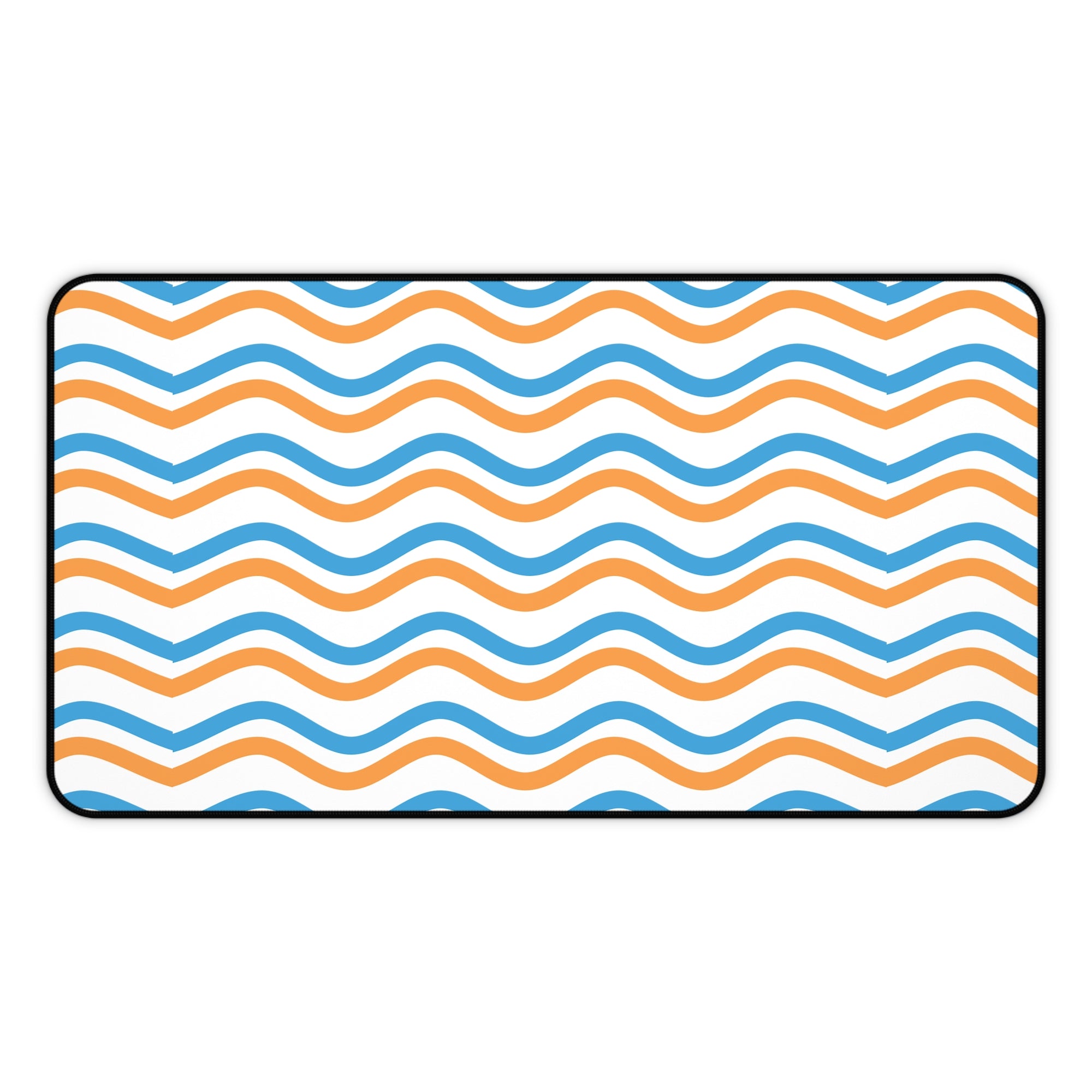 Wavy Orange & Blue Desk Mat — Modern Office Mouse Pad