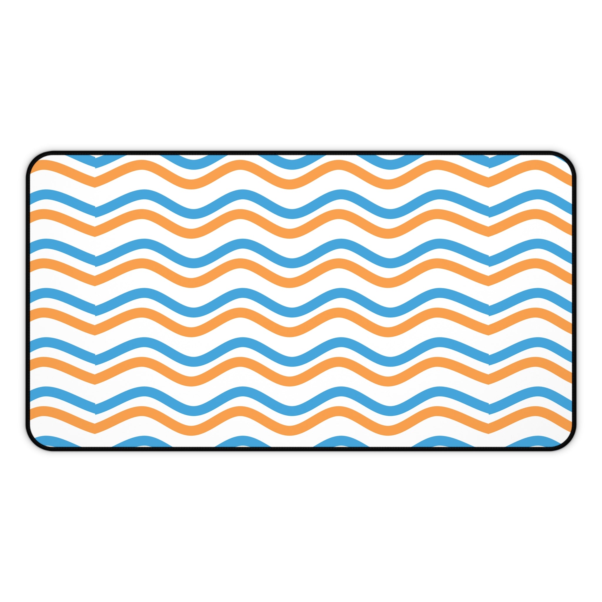 Wavy Orange & Blue Desk Mat — Modern Office Mouse Pad