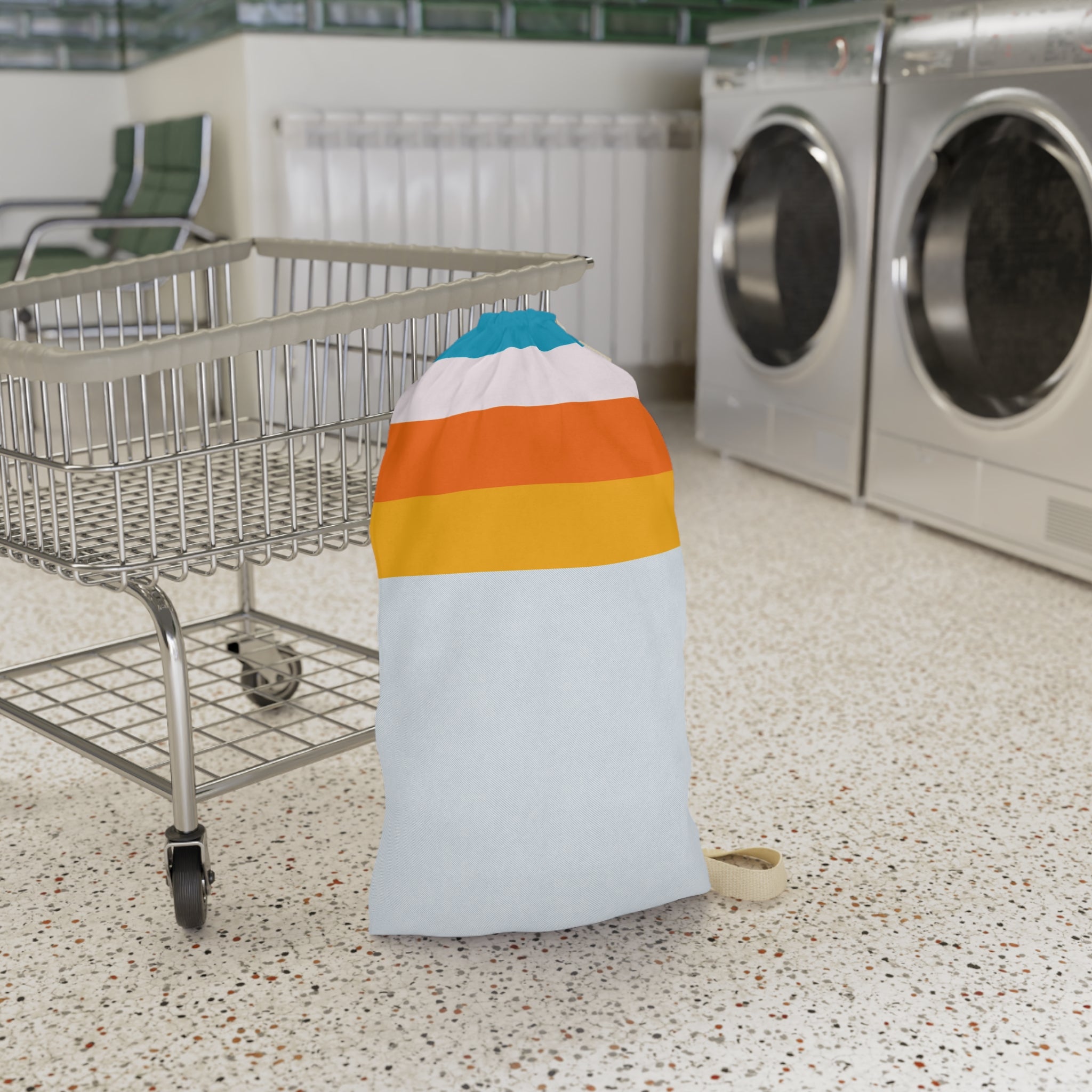 Retro Stripe Laundry Bag, Colorful Travel & Dorm Hanging Hamper