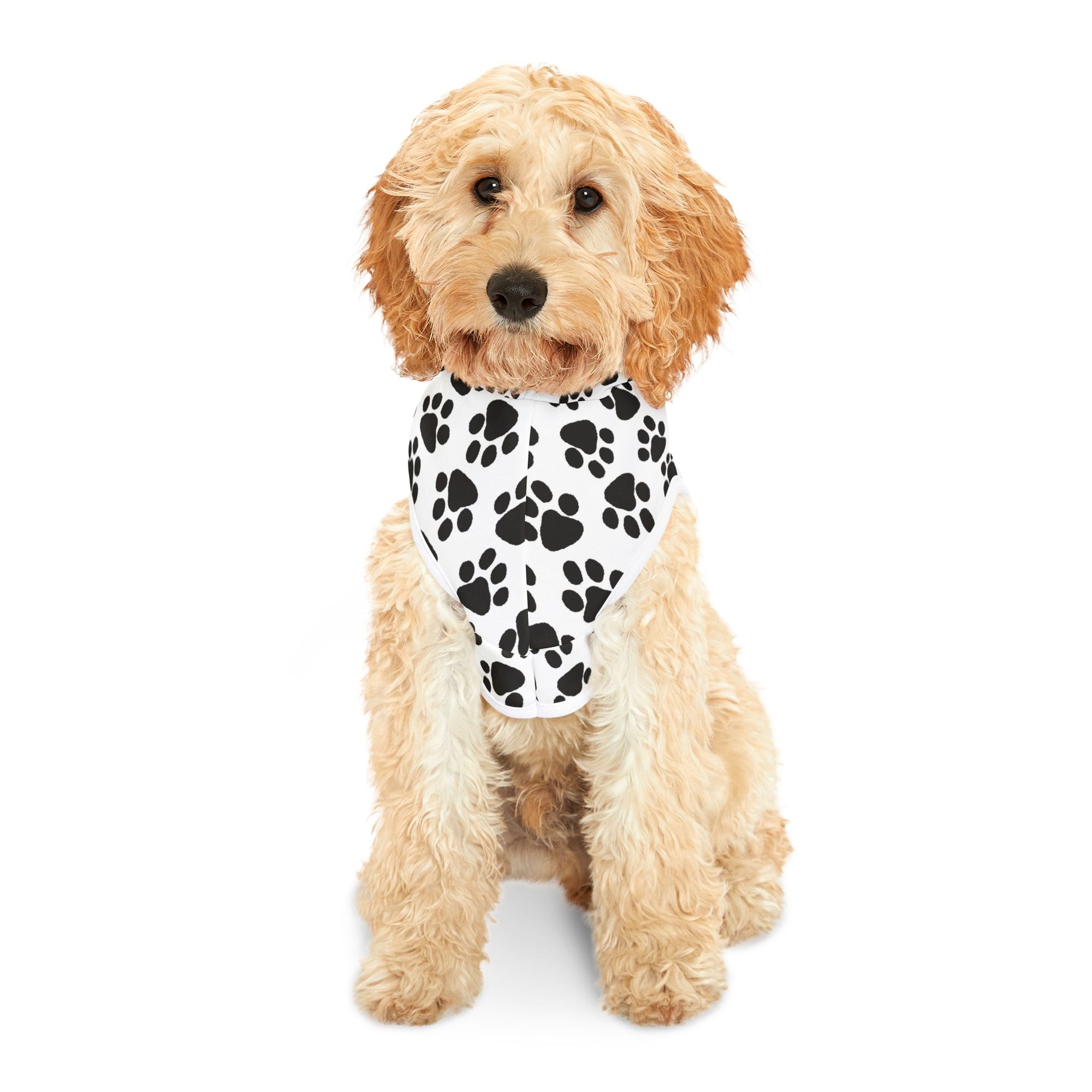 Paw Print Pet Hoodie – Black & White Cozy Dog/Cat Sweatshirt