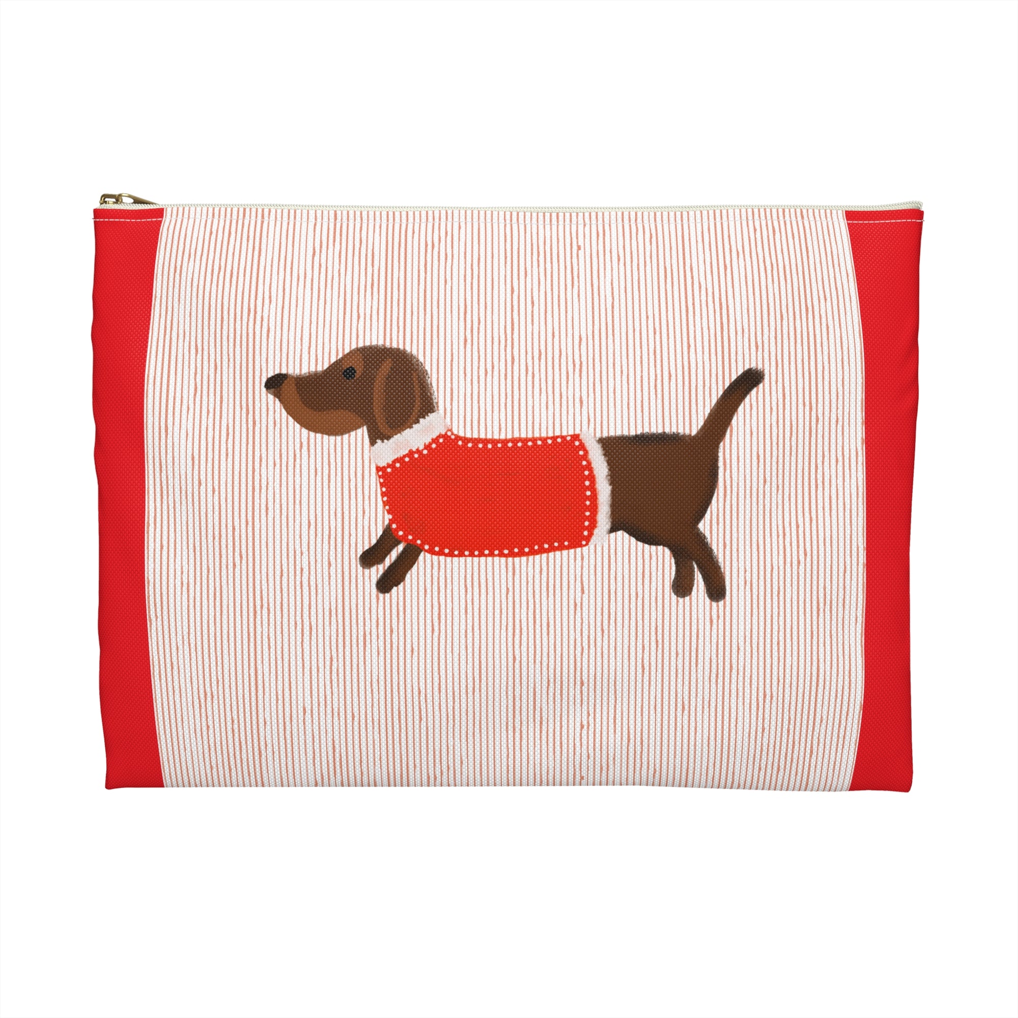 Dachshund Pouch — Cute Wiener Dog Accessory Bag with Red Sweater