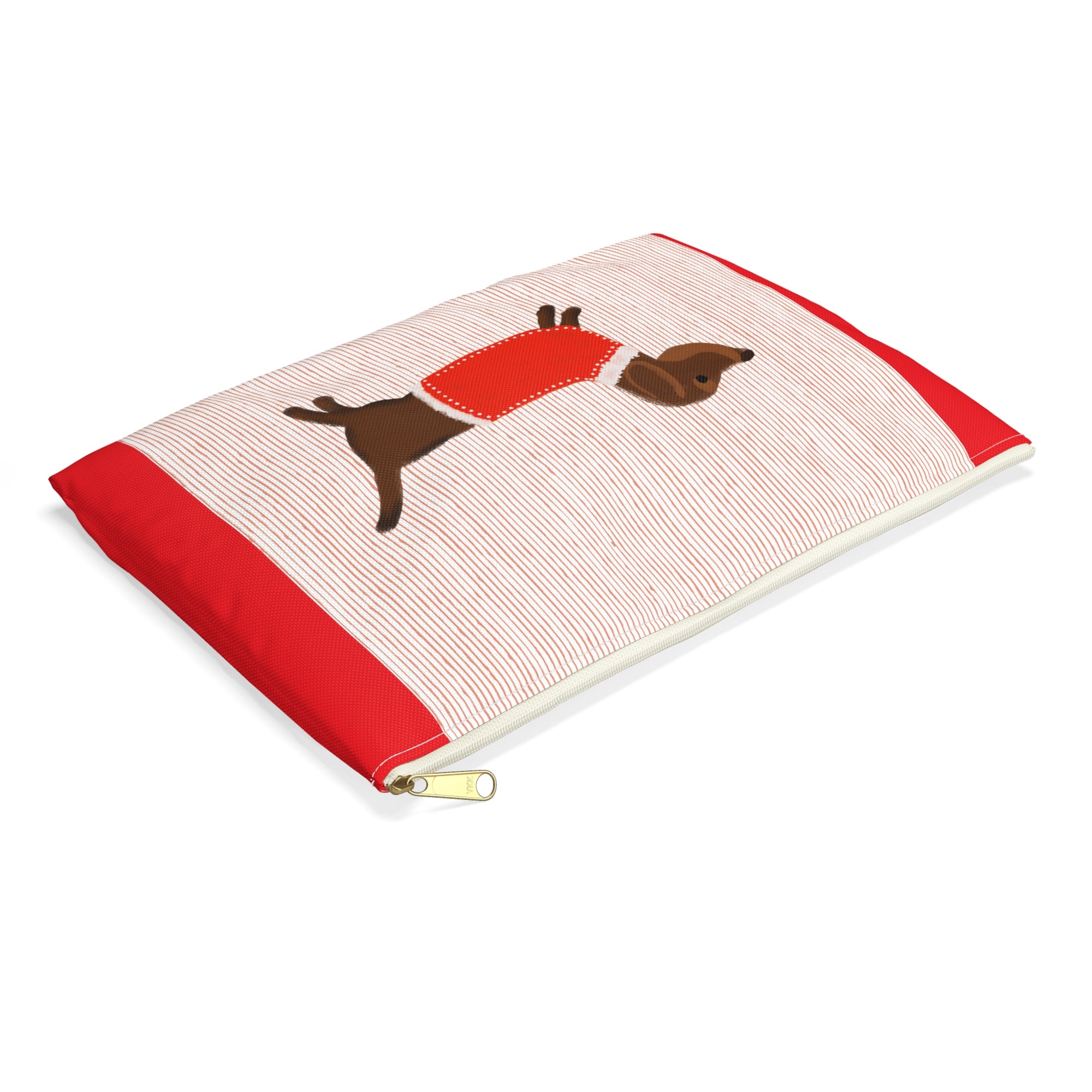 Dachshund Pouch — Cute Wiener Dog Accessory Bag with Red Sweater