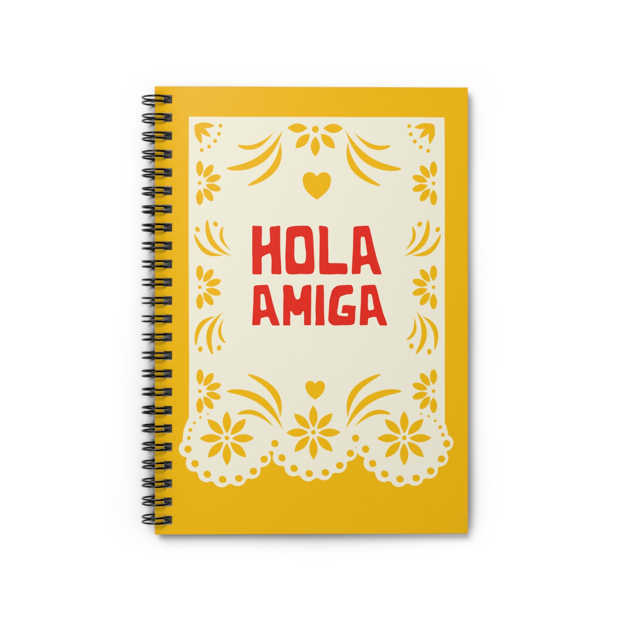 Hola Amiga Spiral Notebook — Bright Papel Picado Design, Ruled Journal for Friends & Spanish Speakers