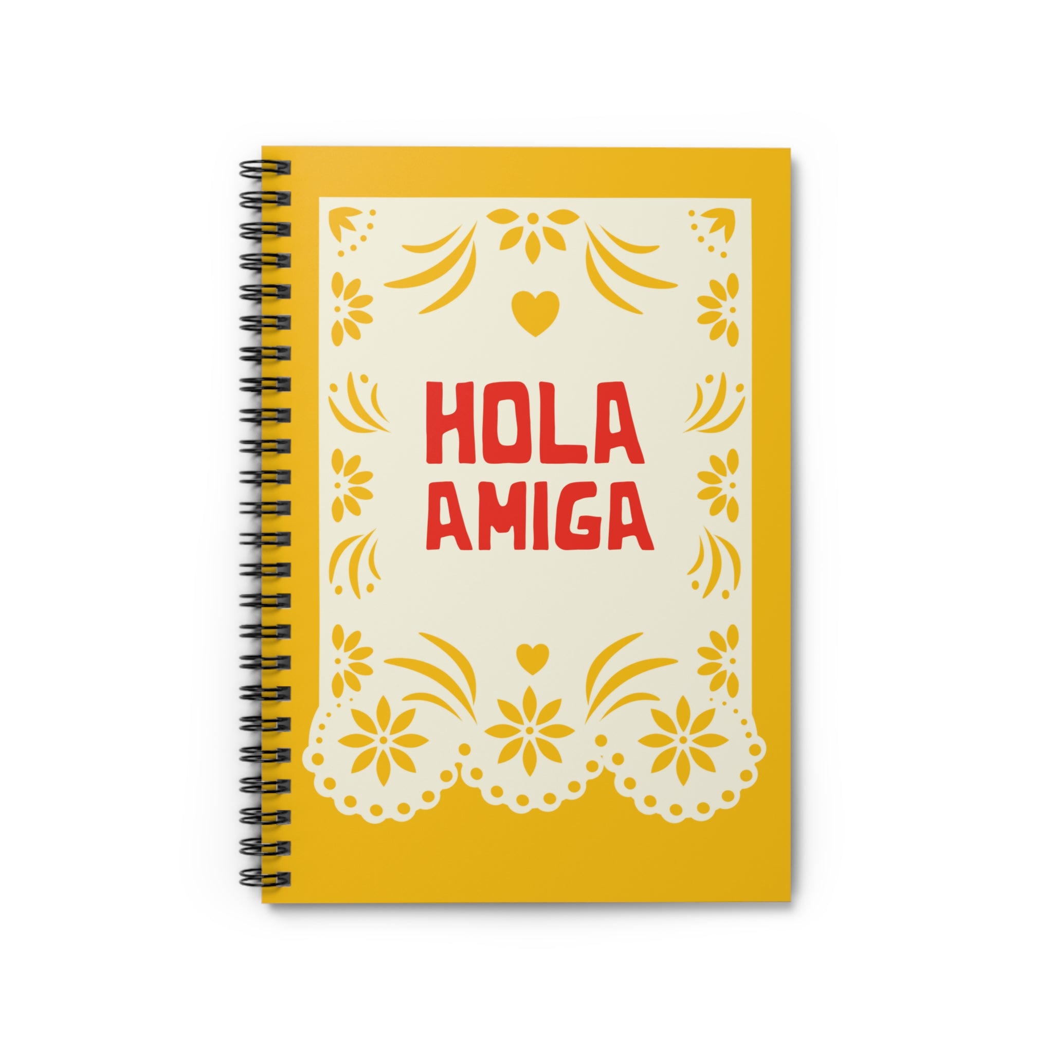 Hola Amiga Spiral Notebook — Bright Papel Picado Design, Ruled Journal for Friends & Spanish Speakers
