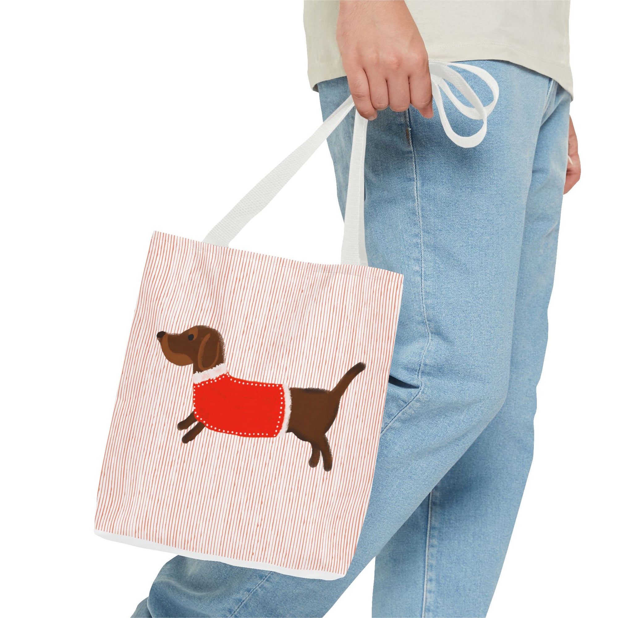 Dachshund in Sweater Tote Bag — Cute Wiener Dog Canvas Tote for Dog Lovers