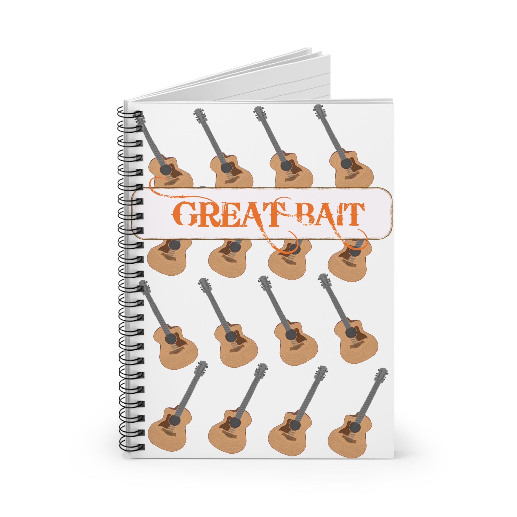 Guitar Pattern Spiral Notebook — "Great Bait" Ruled Journal for Musicians & Songwriters