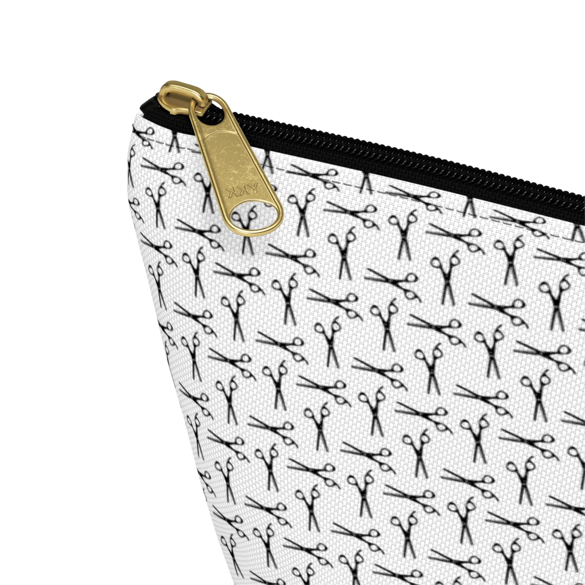 Shears Pattern Accessory Pouch — Minimal Grey Pattern Makeup & Travel Organizer