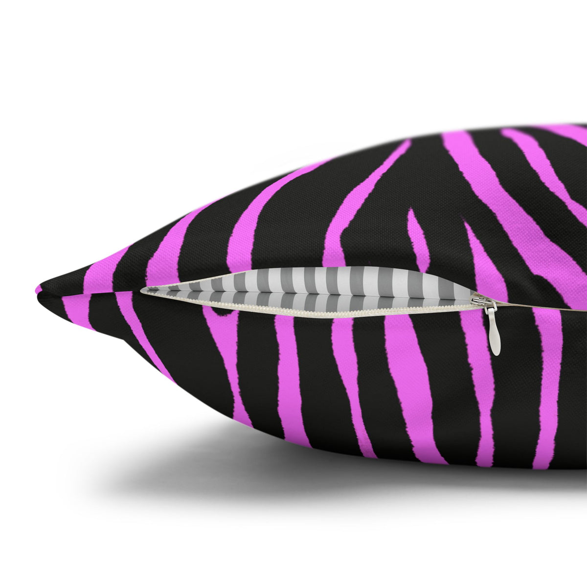 Pink & Black Zebra Print Pillowcase – Square Decorative Throw Pillow