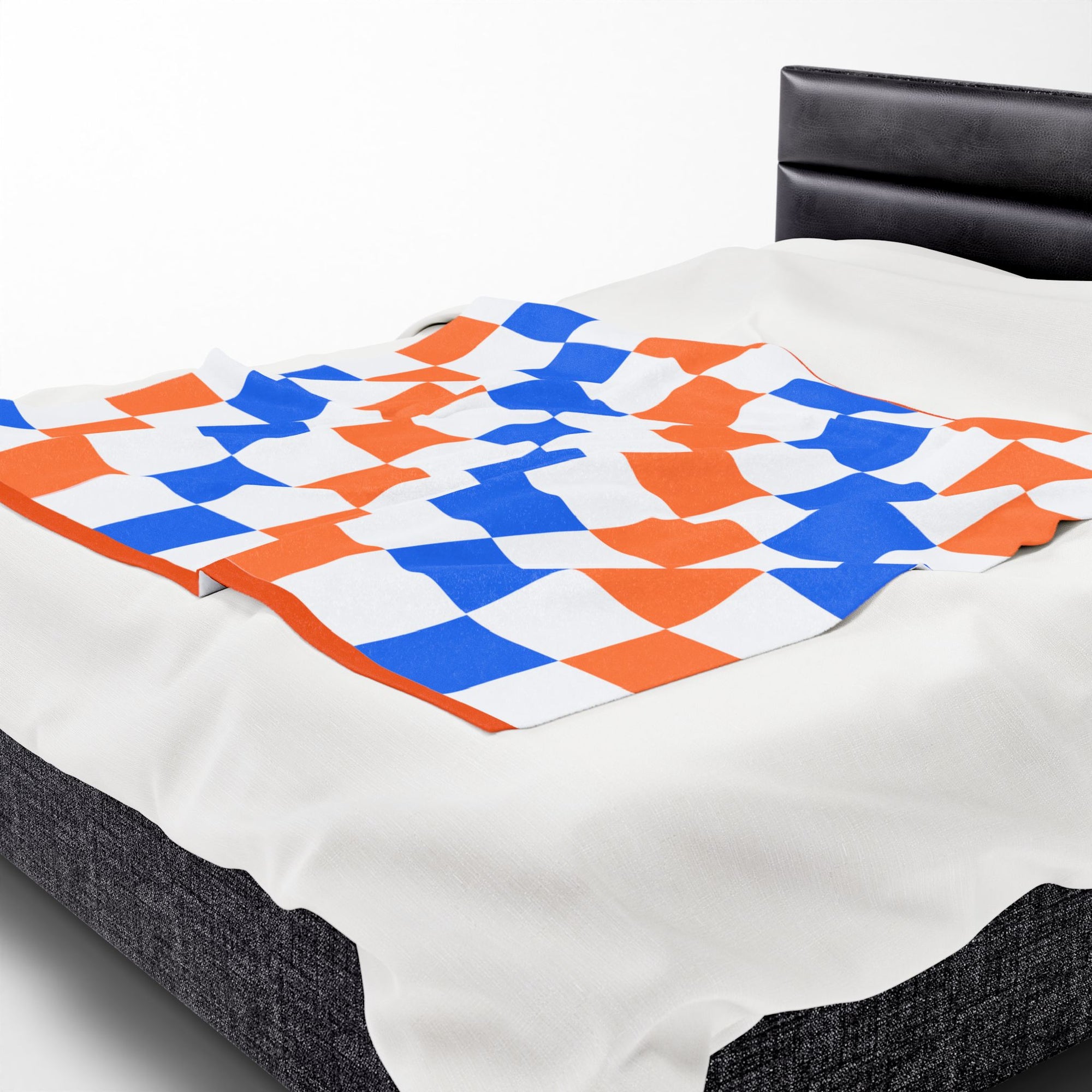 Broncos Checkered Velveteen Plush Blanket