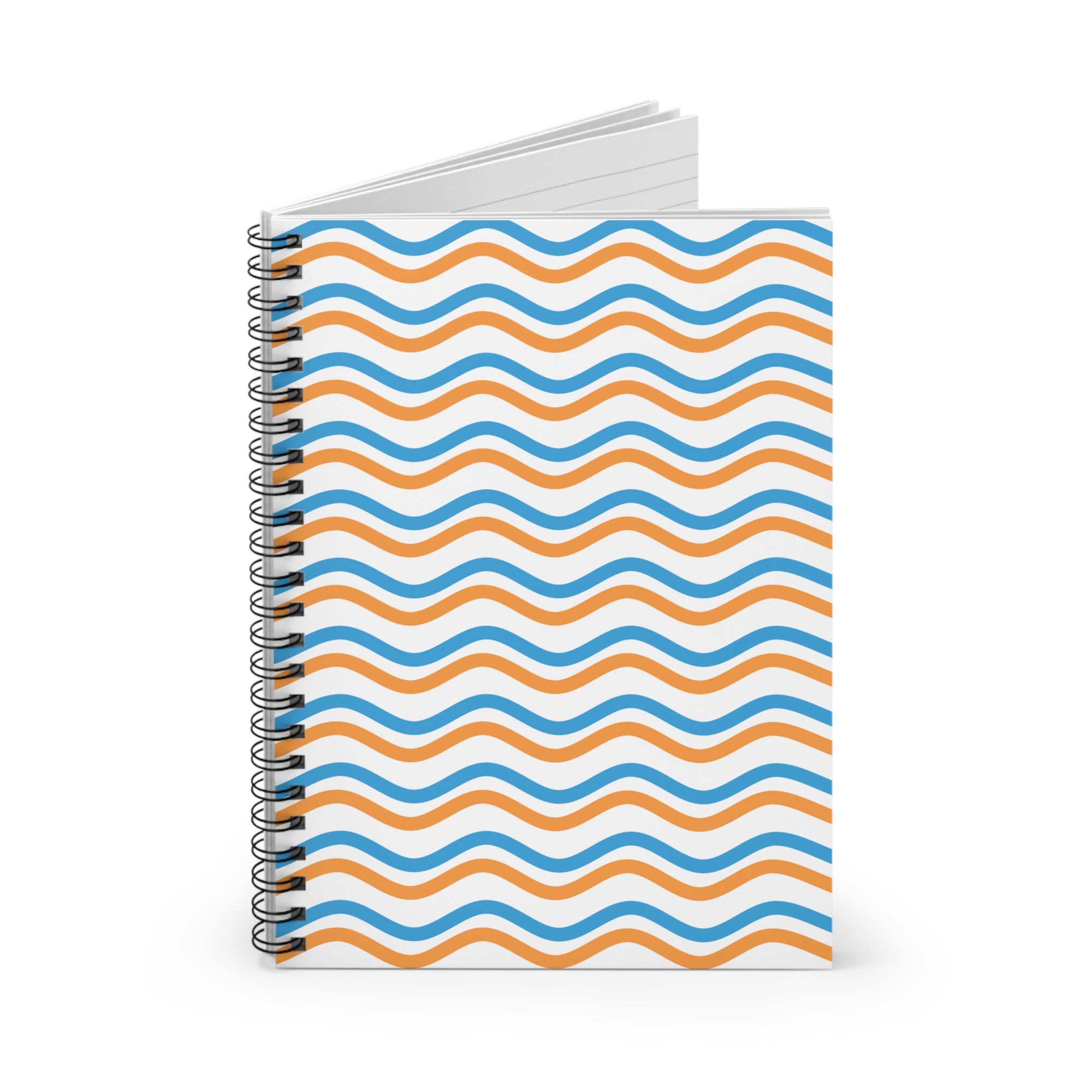 Bronco Wavy Stripe Spiral Notebook — Blue & Orange Ruled Notebook