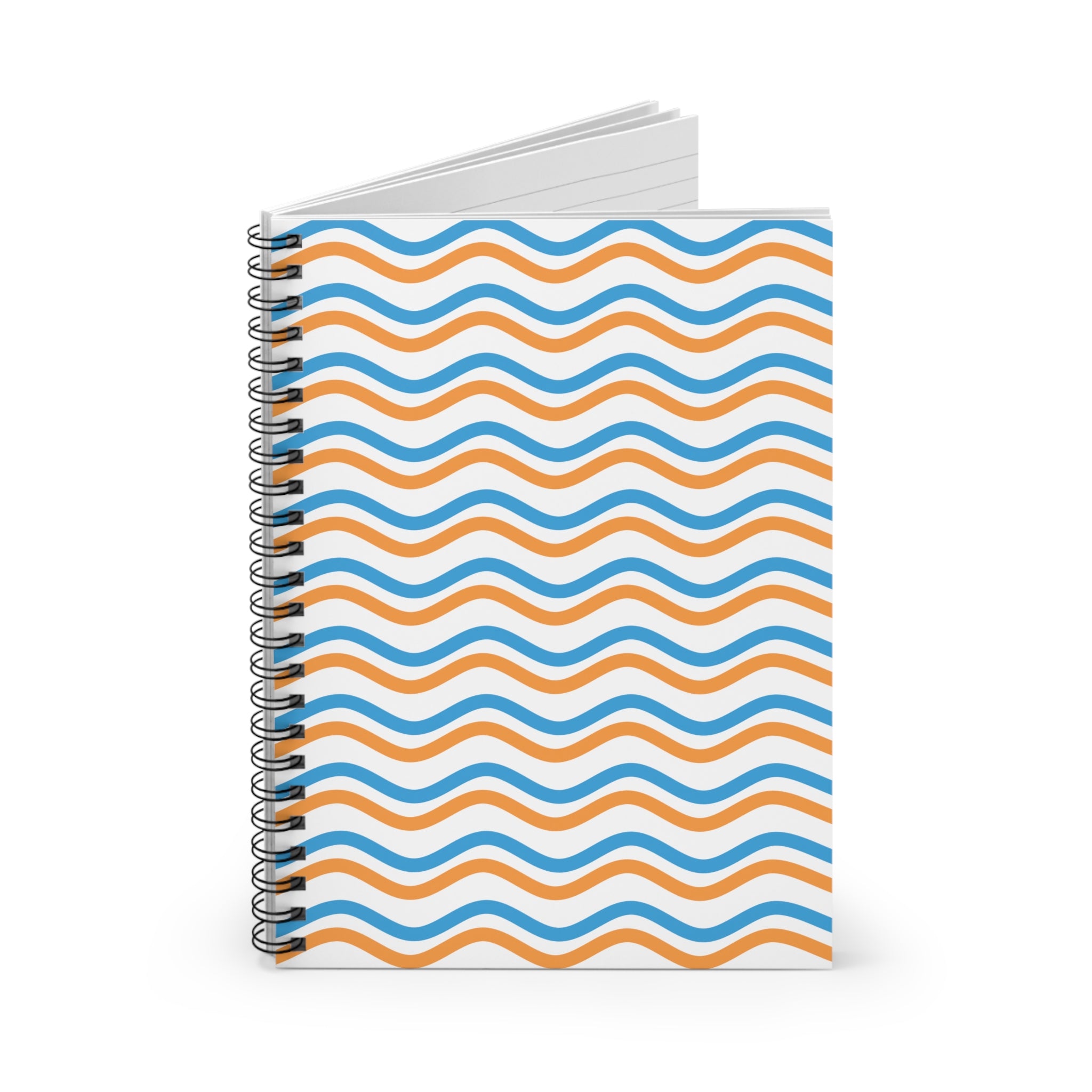 Bronco Wavy Stripe Spiral Notebook — Blue & Orange Ruled Notebook