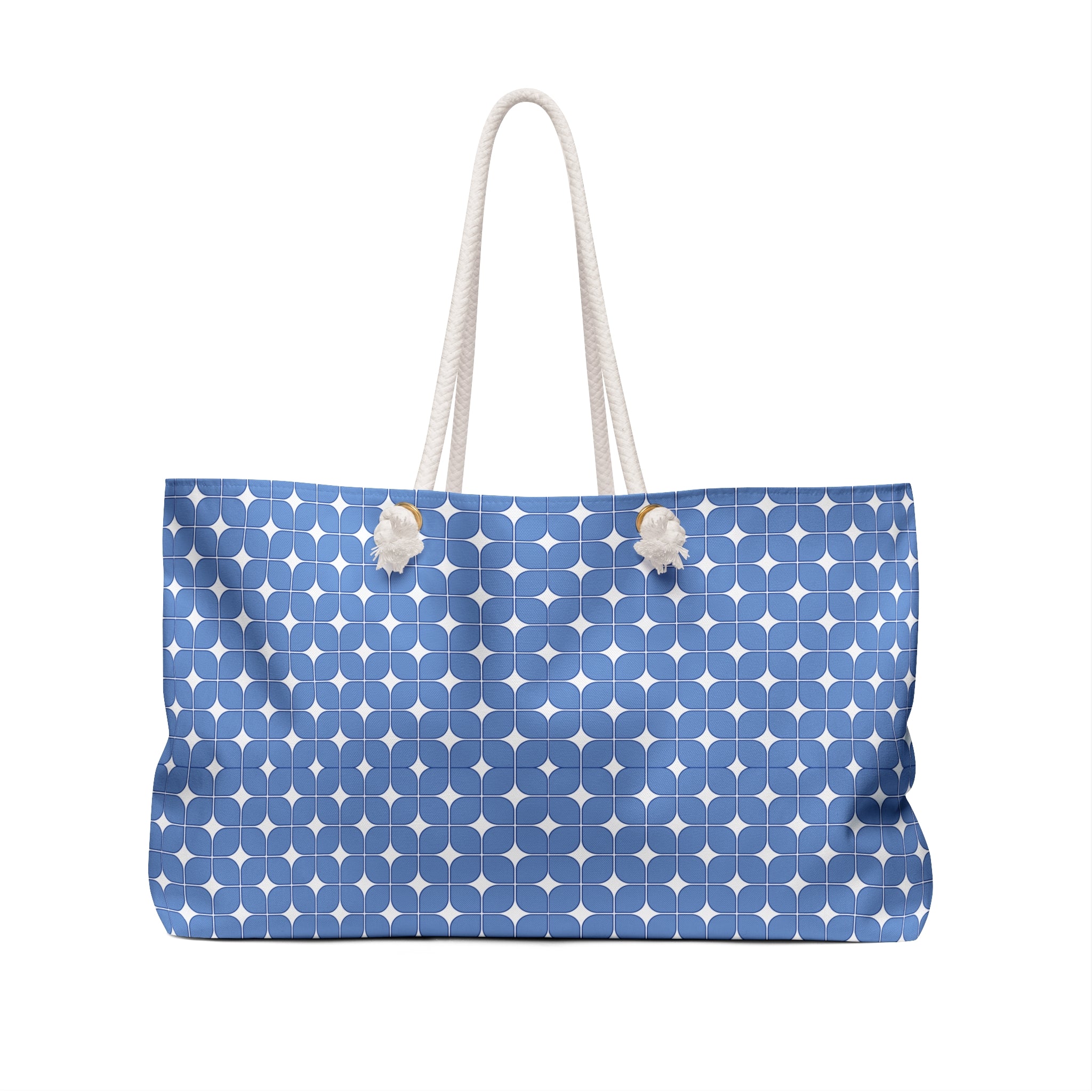 Blue Geo Star Pattern Weekender Bag – Large Travel Tote for Beach & Weekend Getaways