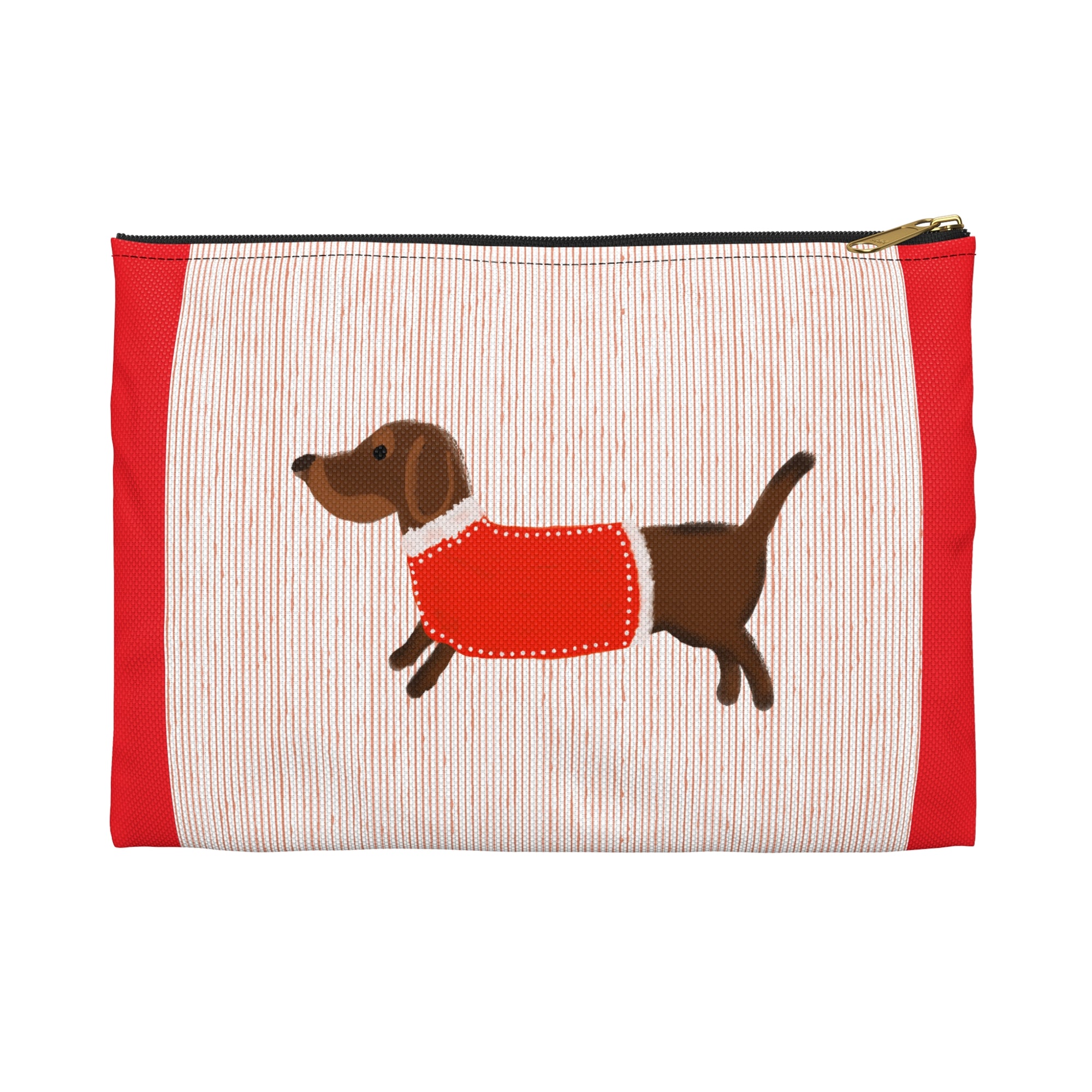 Dachshund Pouch — Cute Wiener Dog Accessory Bag with Red Sweater