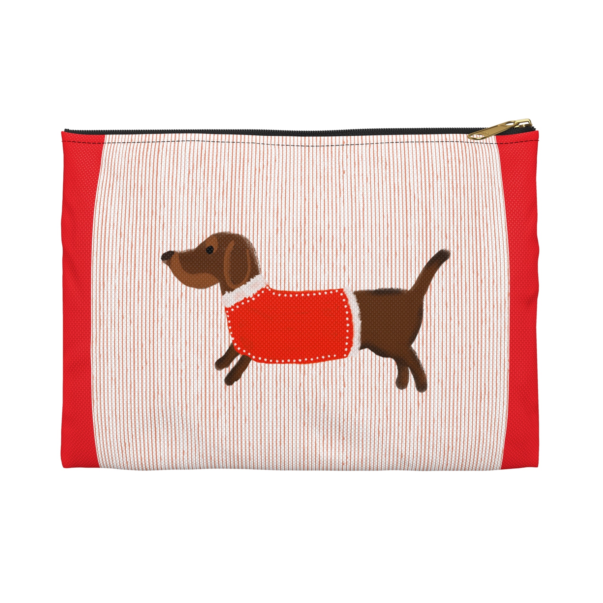 Dachshund Pouch — Cute Wiener Dog Accessory Bag with Red Sweater
