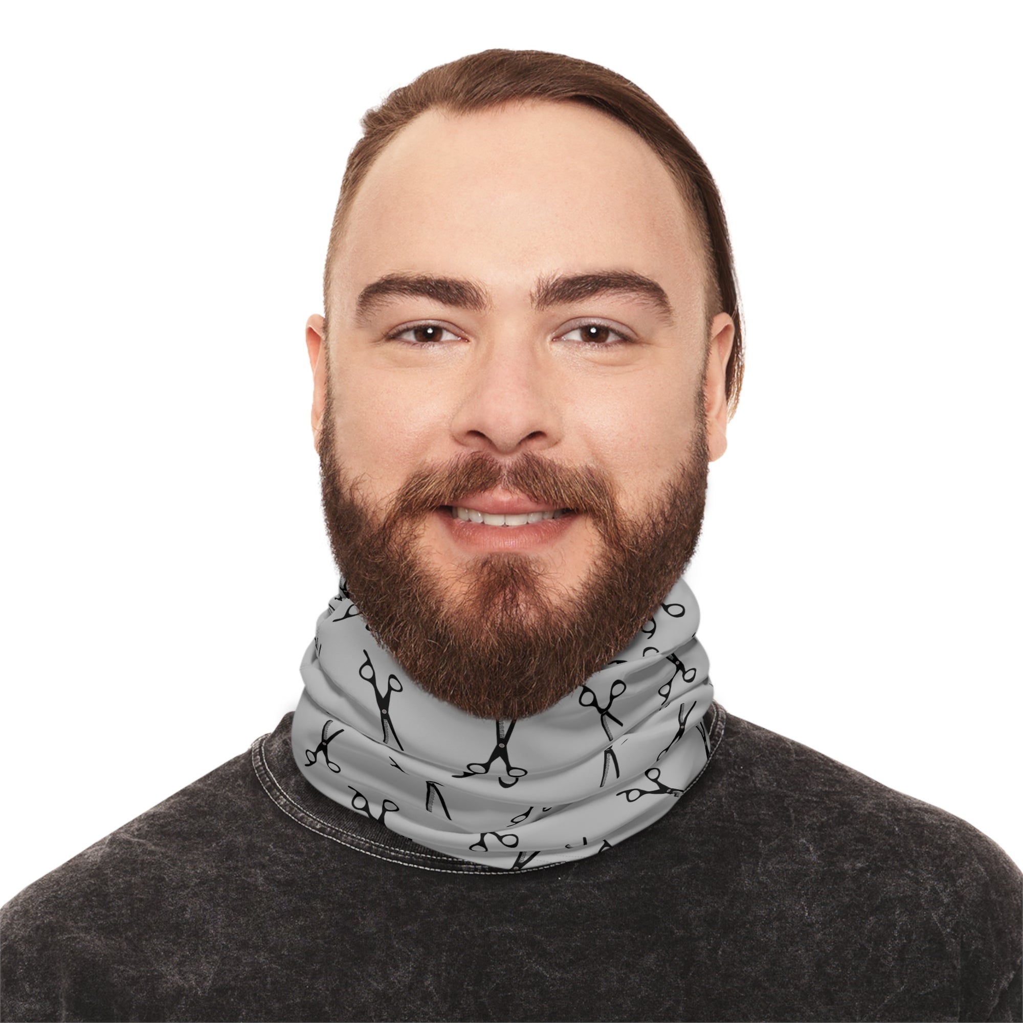Scissors Pattern Neck Gaiter — Lightweight Hairdresser Face Mask