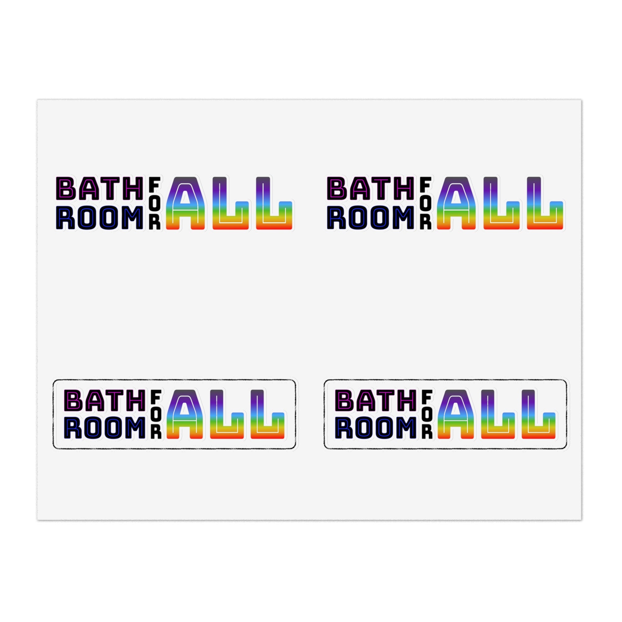 Bathroom For All Rainbow Sticker Sheet — Pride Inclusion Stickers (Bathroom For All)