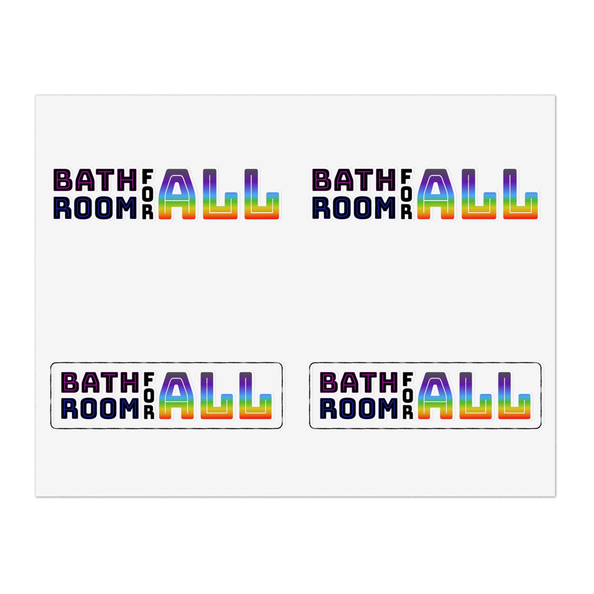 Bathroom For All Rainbow Sticker Sheet — Pride Inclusion Stickers (Bathroom For All)