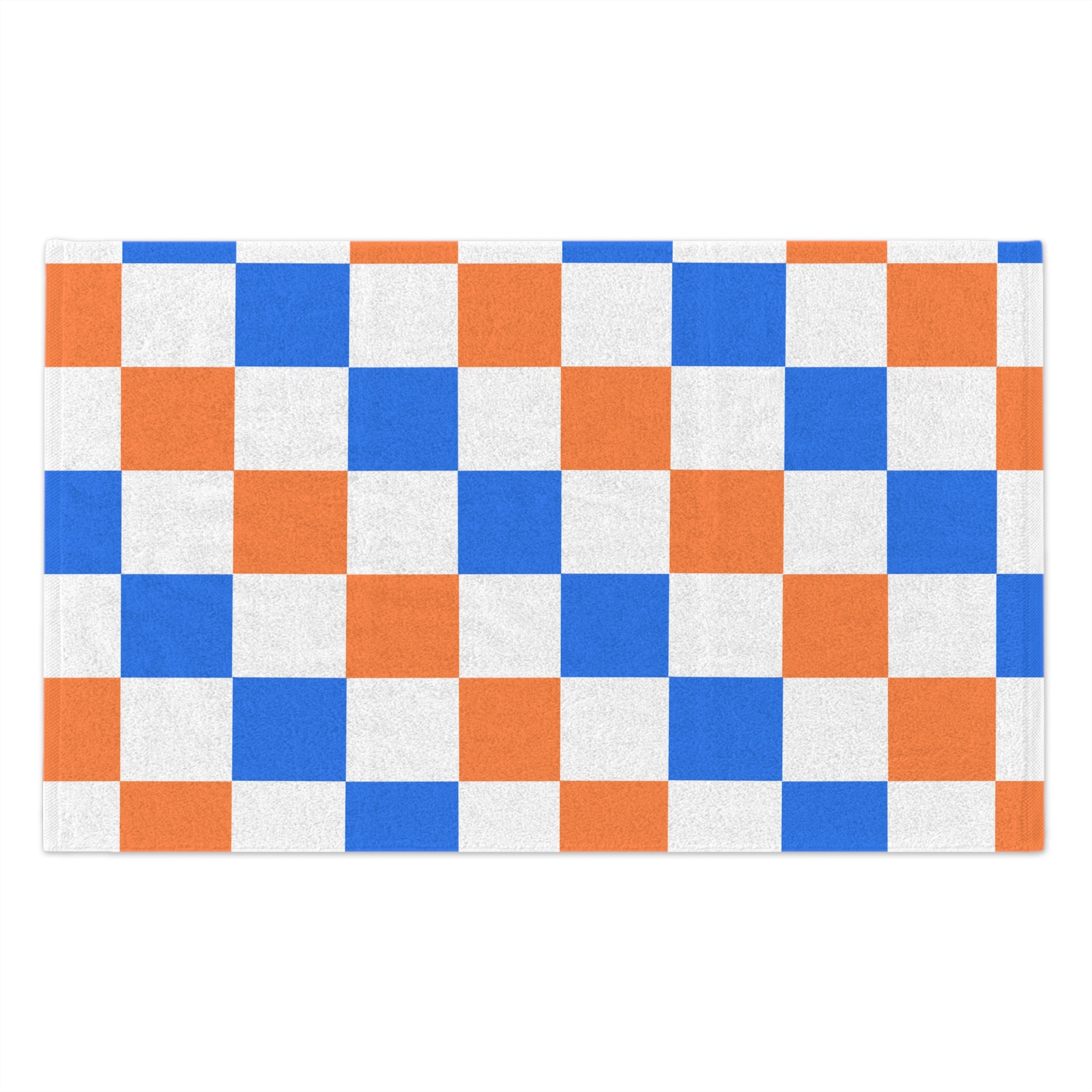 Blue & Orange Checkered Rally Towel — 11x18 Sports Fan Towel