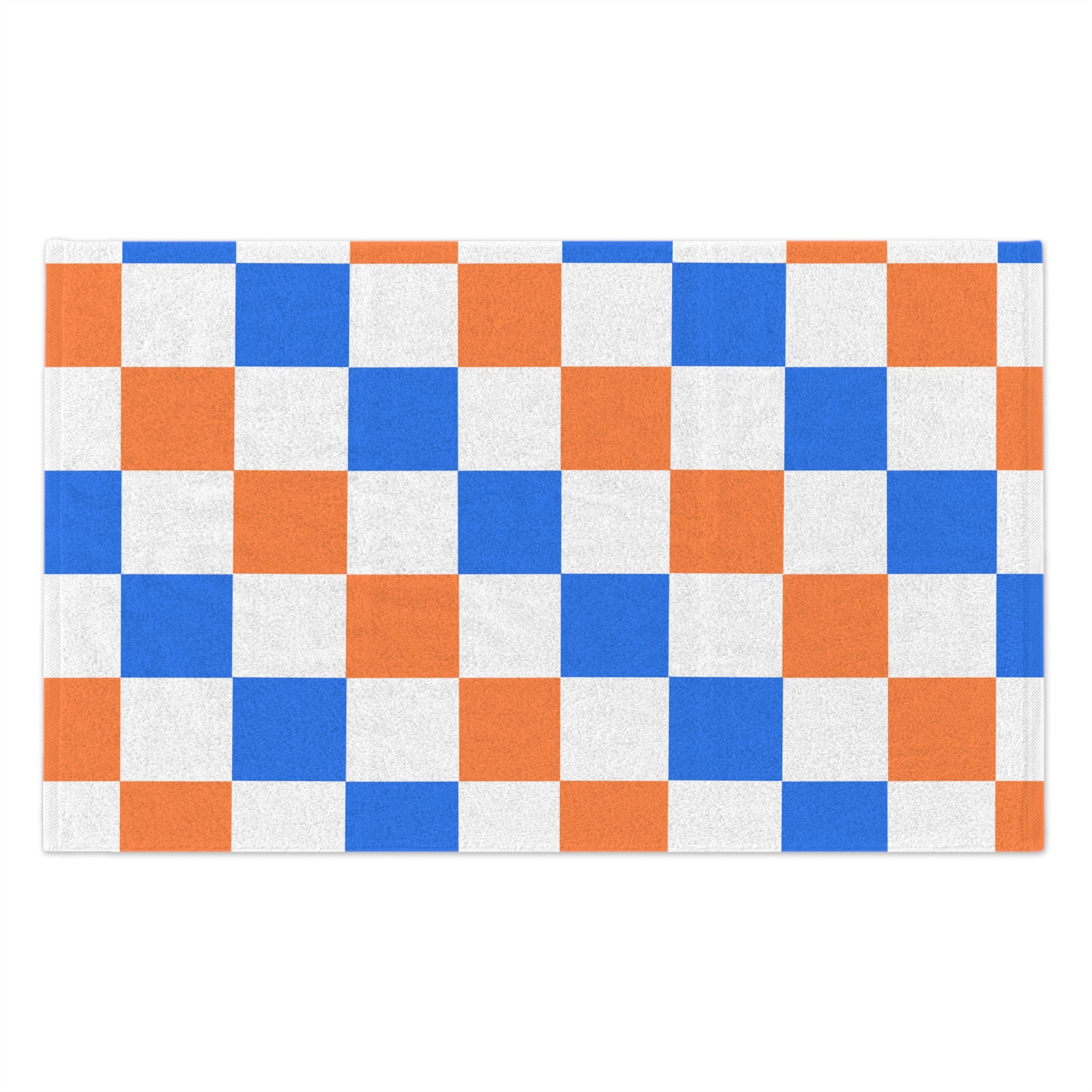Blue & Orange Checkered Rally Towel — 11x18 Sports Fan Towel