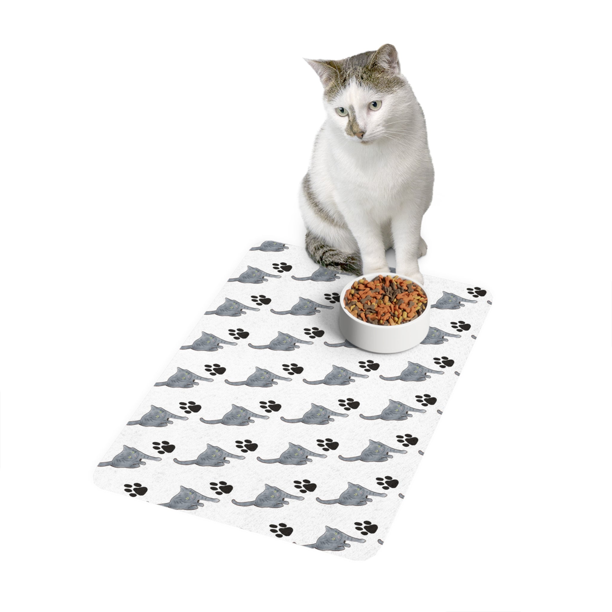 Cat Paw Print Pet Food Mat (12x18)