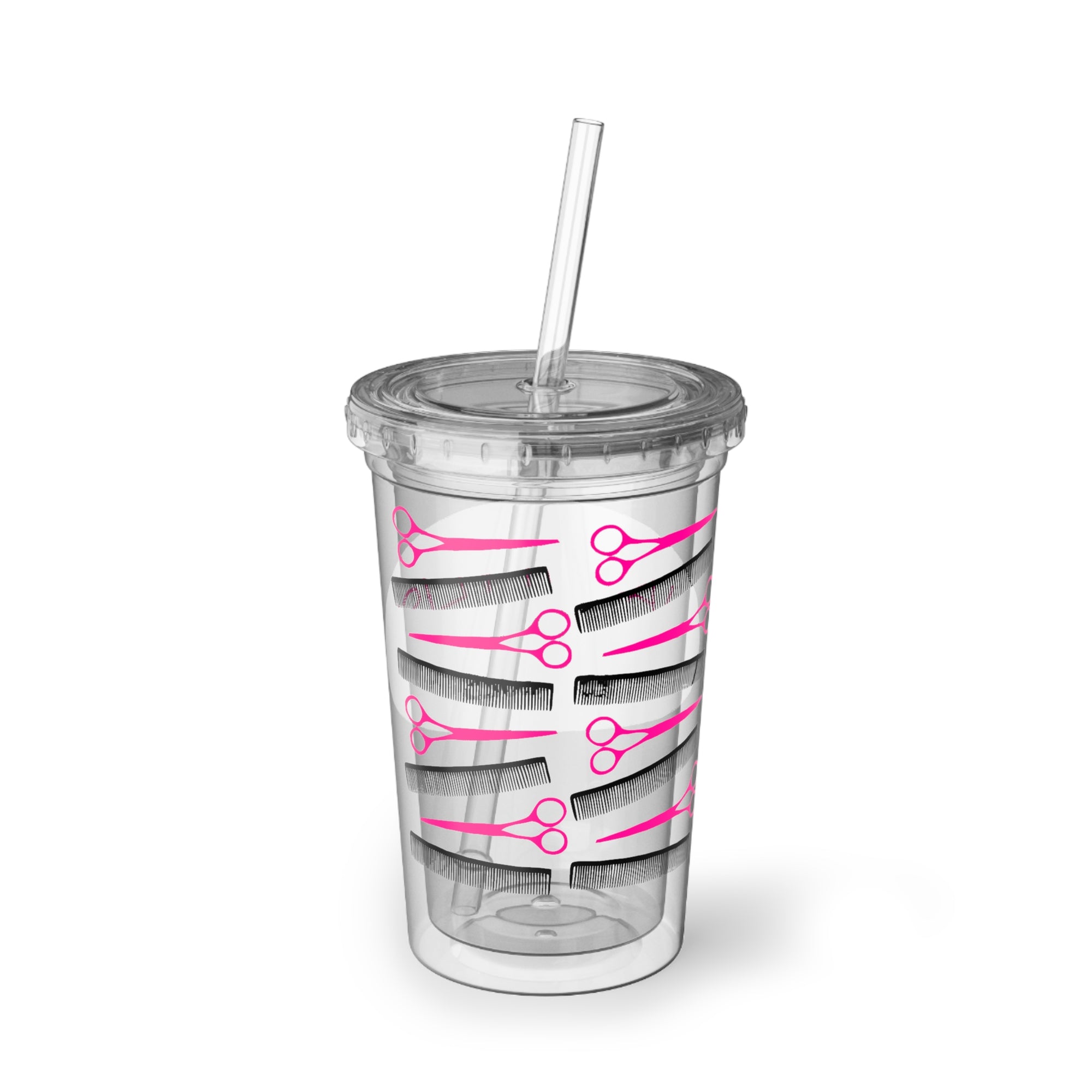 Stylist Scissors Acrylic Tumbler with Straw — Hairdresser Cup