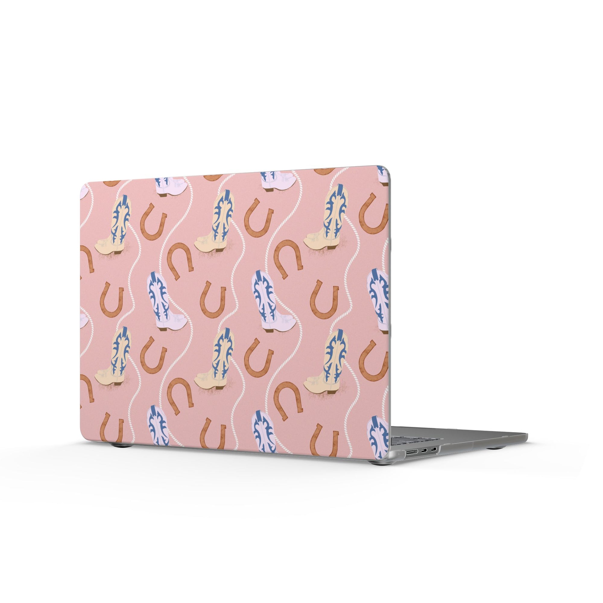 Cowgirl Boots & Horseshoes Matte MacBook Case — Pink Western Pattern