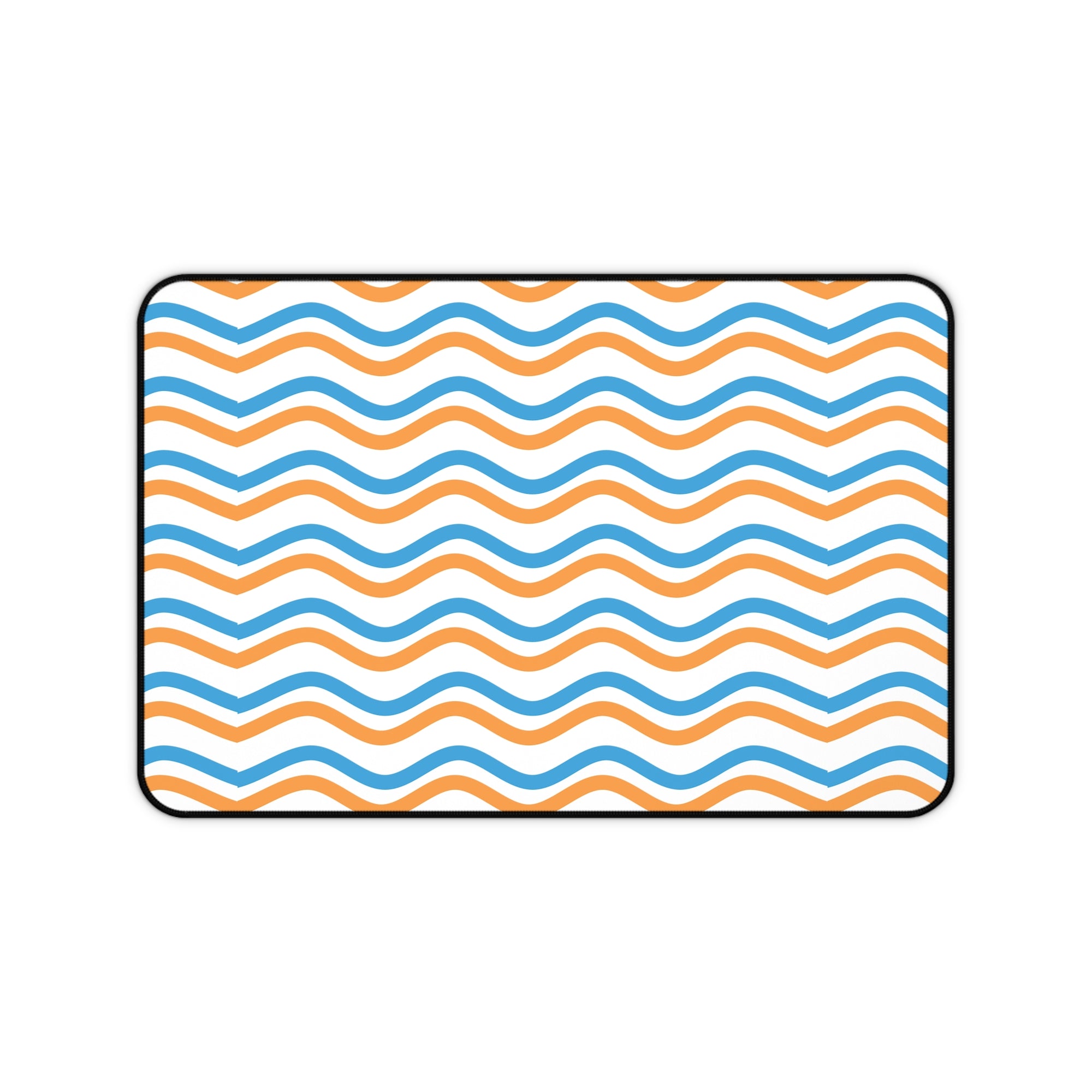 Wavy Orange & Blue Desk Mat — Modern Office Mouse Pad