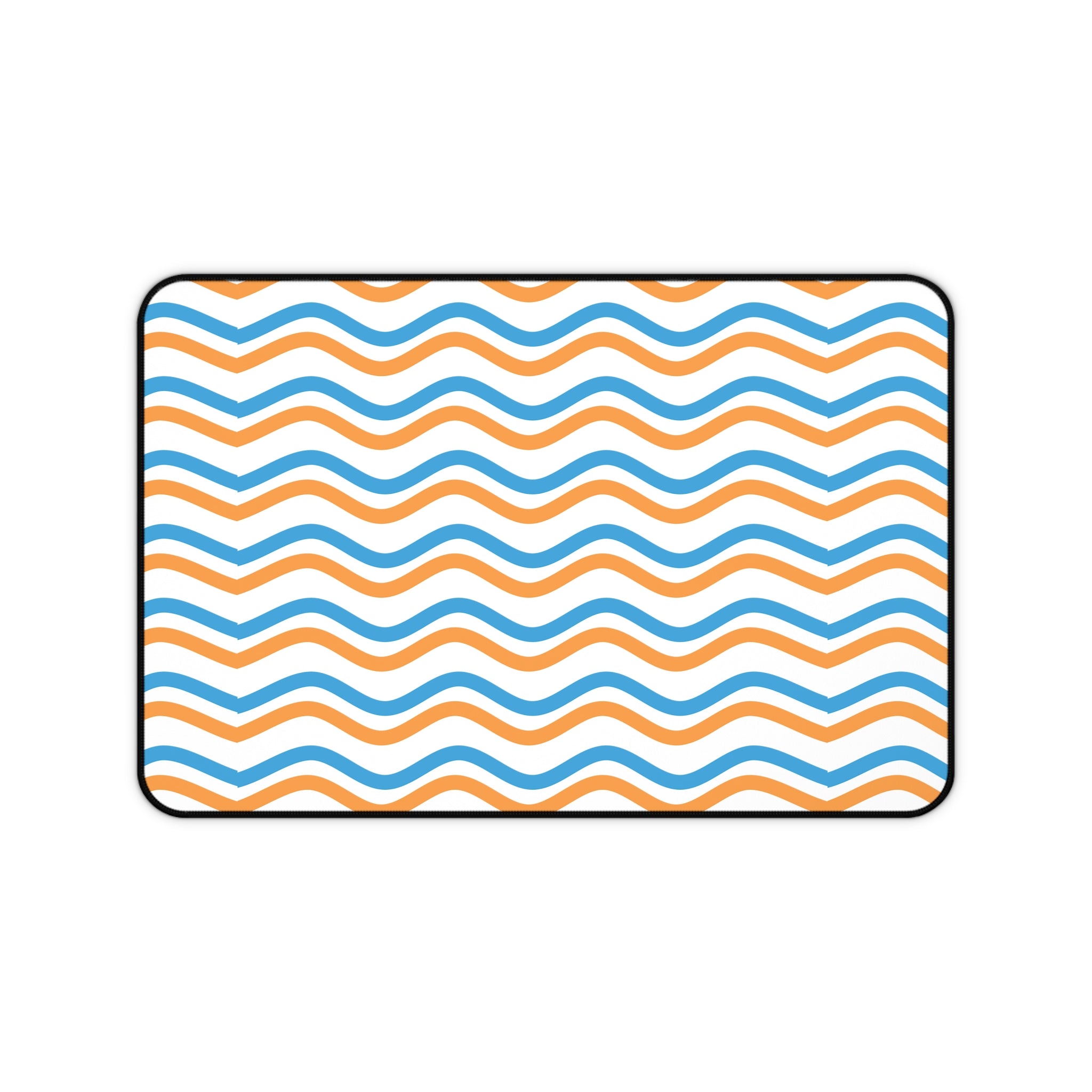 Wavy Orange & Blue Desk Mat — Modern Office Mouse Pad