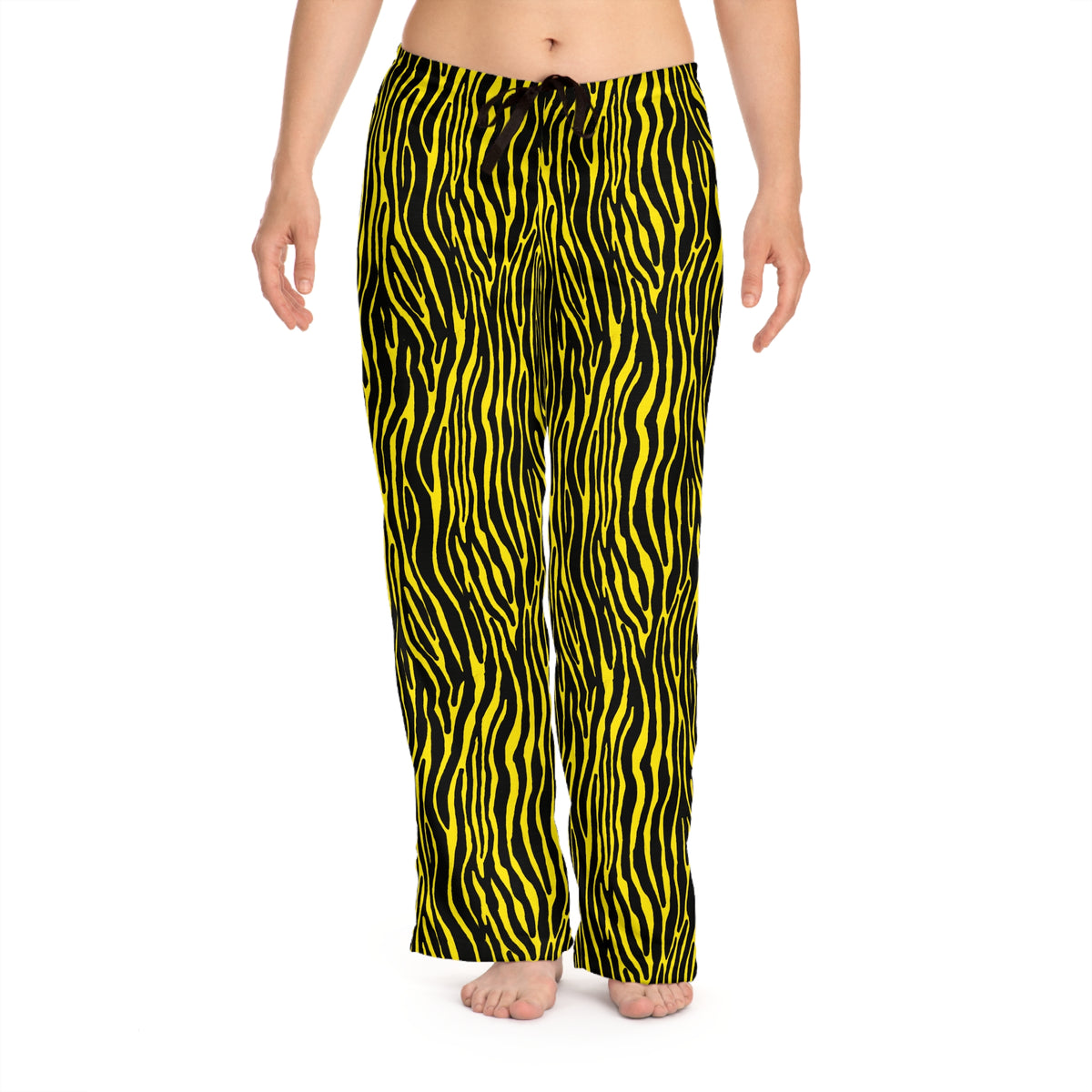 Yellow Black Zebra Print Pajama Pants — Lounge Sleep Bottoms