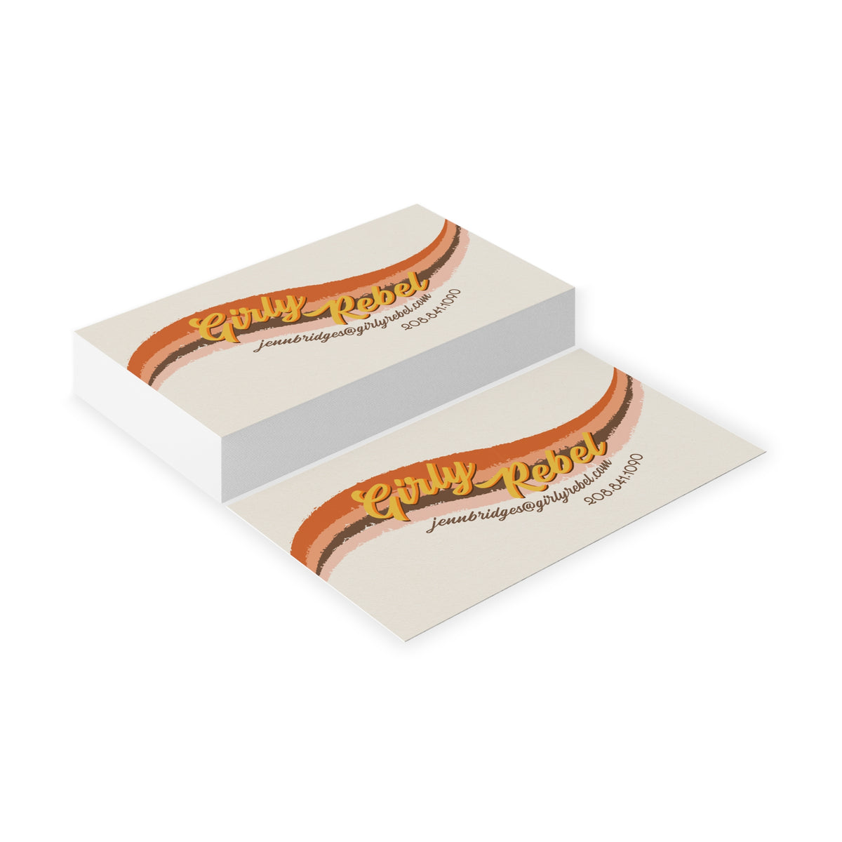 Retro Girly Rebel Business Cards — Vintage Wave Logo Card for Female Entrepreneurs
