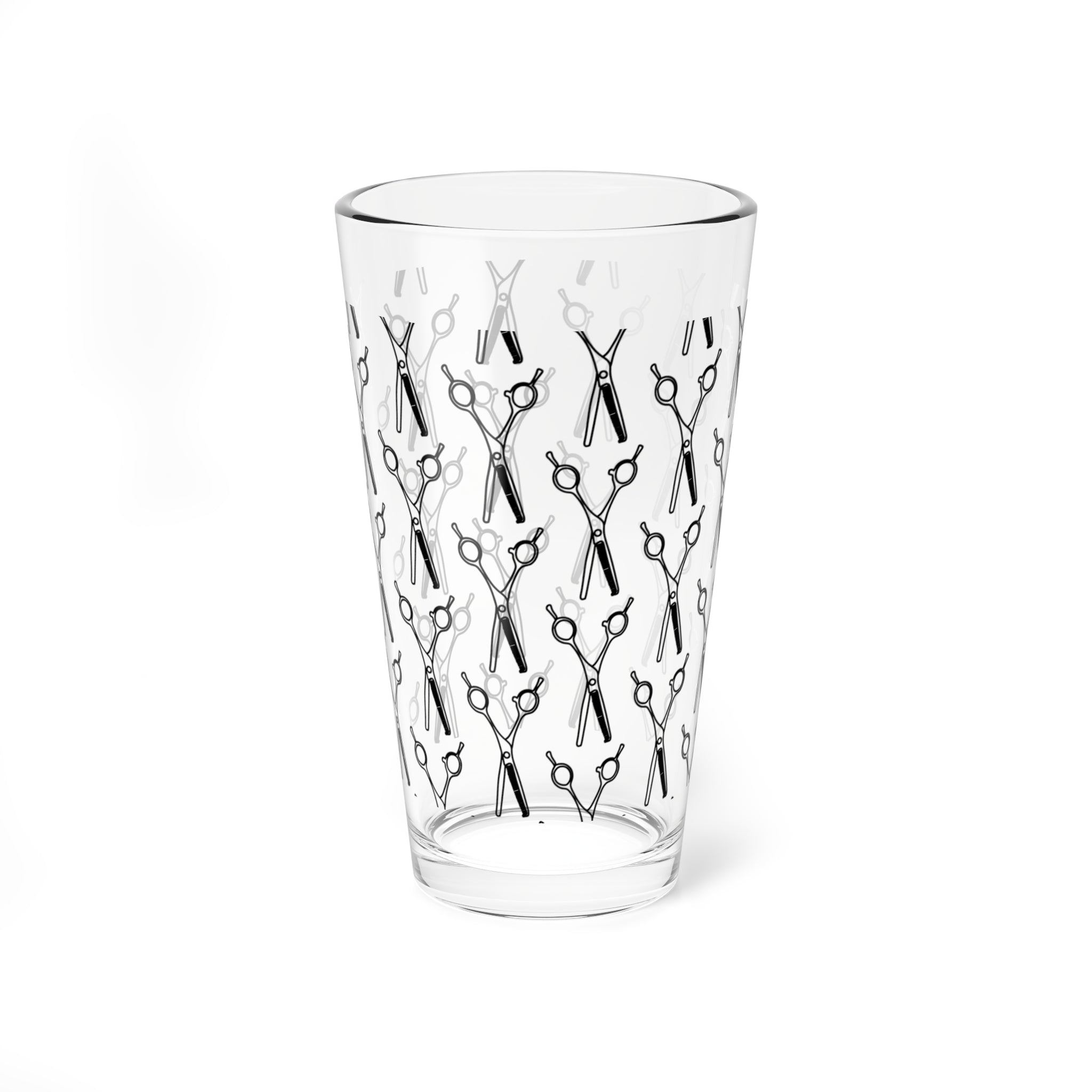 Shears Pattern Mixing Glass, 16oz | Hairdresser Barber Tools Pint Glass
