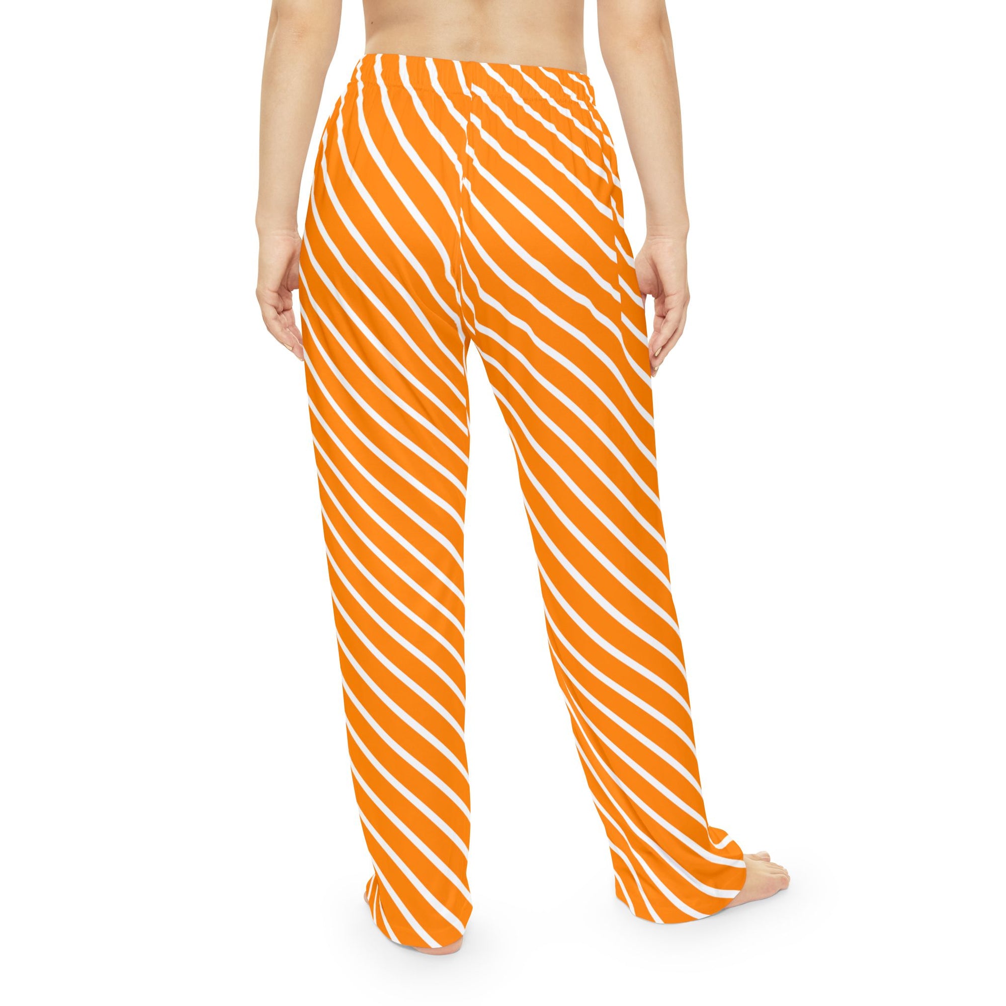 Orange Diagonal Stripe Pajama Pants — Women's Cozy Lounge Sleepwear
