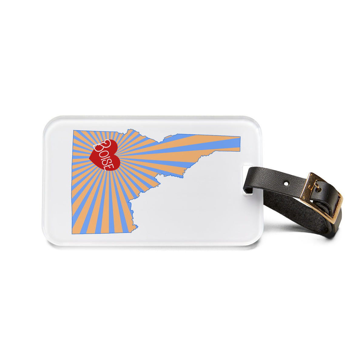 Boise Idaho Luggage Tag – Retro Sunburst State Silhouette Travel ID