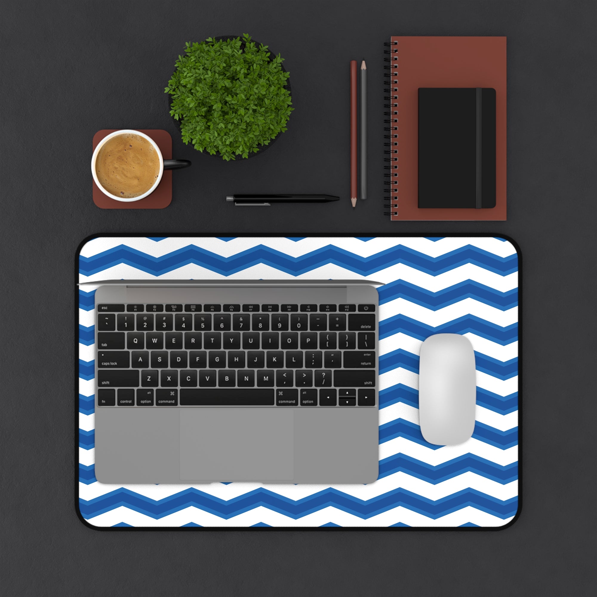 two Toned Blue Zig Zag Desk Mat