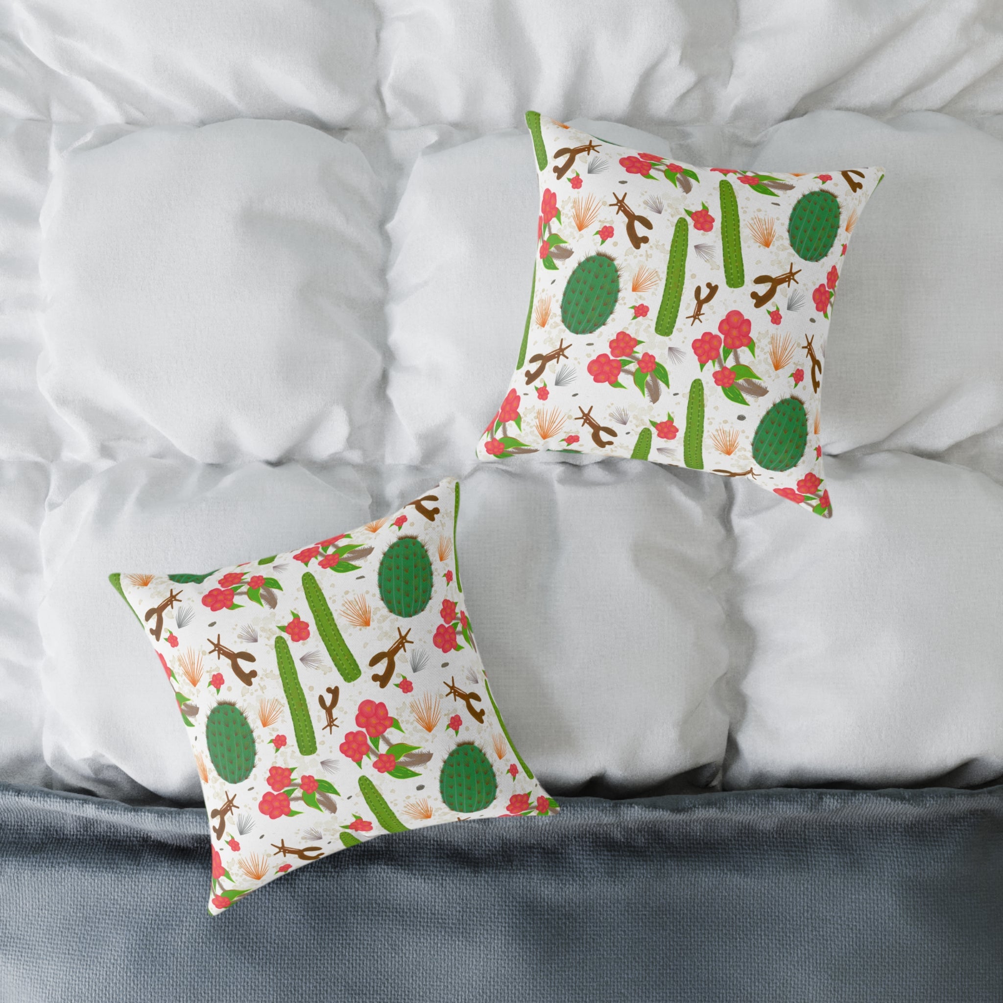 Cactus Pattern Square Pillow — Prickly Paradise Throw Cushion