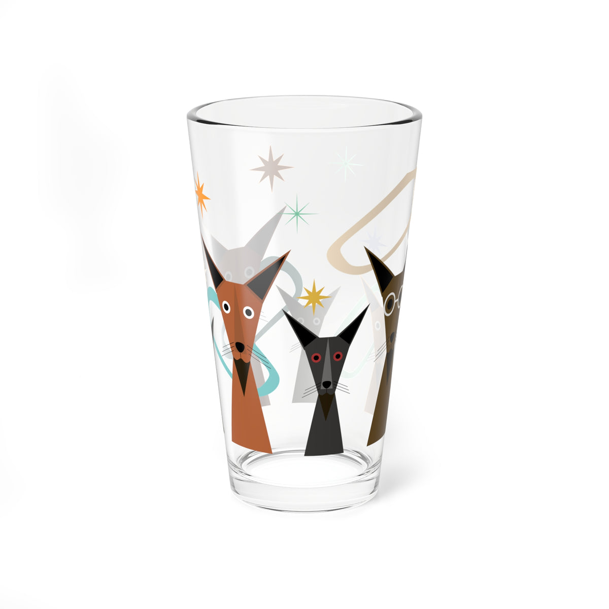 16oz Mixing Glass — Retro Starburst Dogs Cocktail Mixing Glass