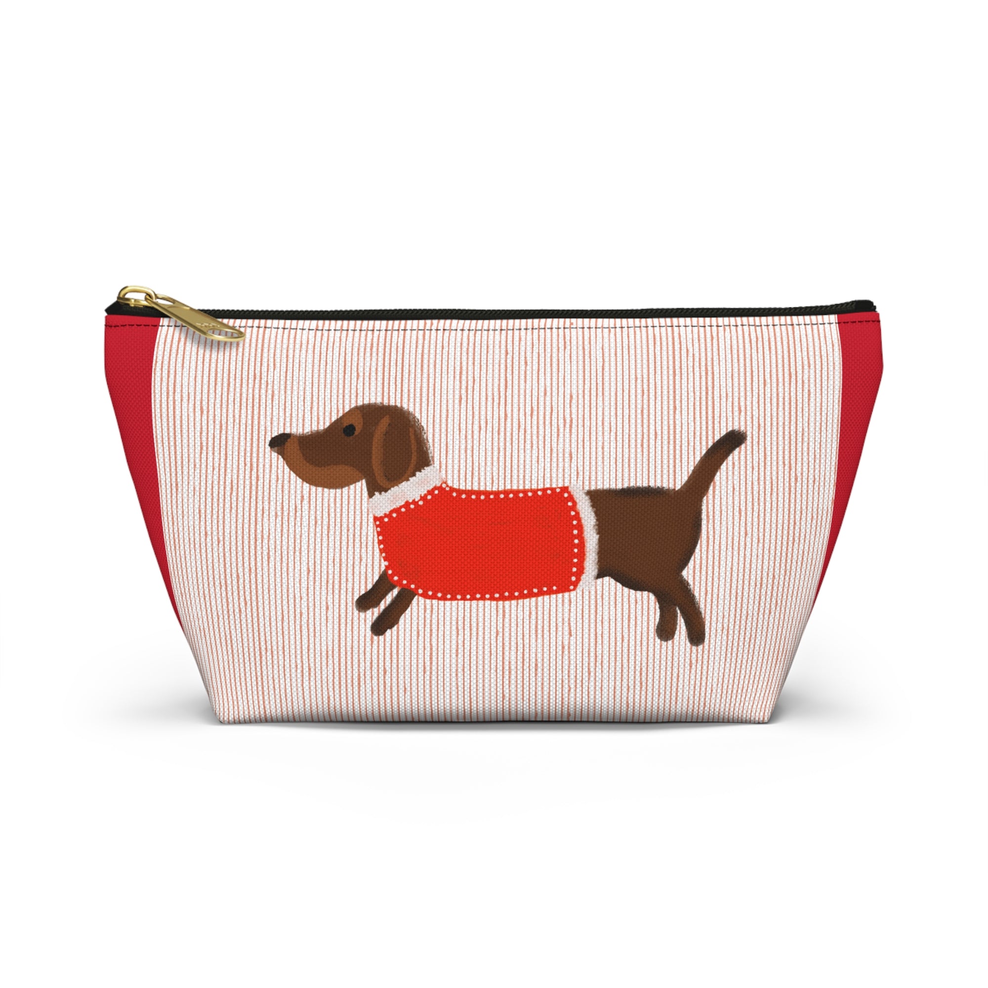 Dachshund in Red Sweater Accessory Pouch