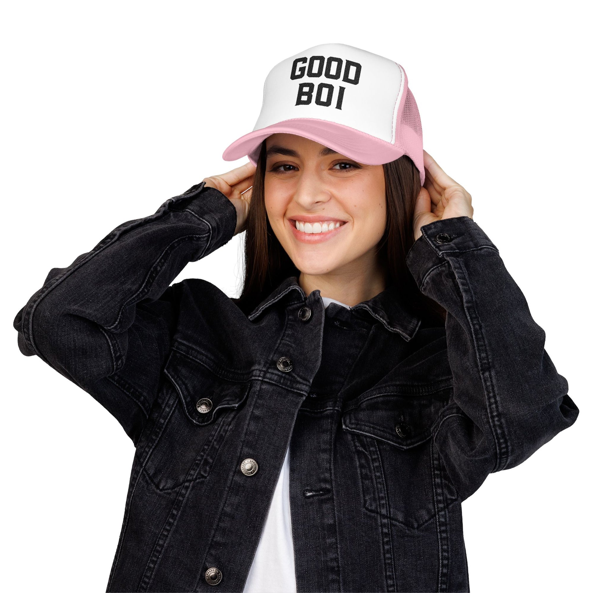 Good Boi Embroidered Trucker Hat — Classic Foam Mesh Cap